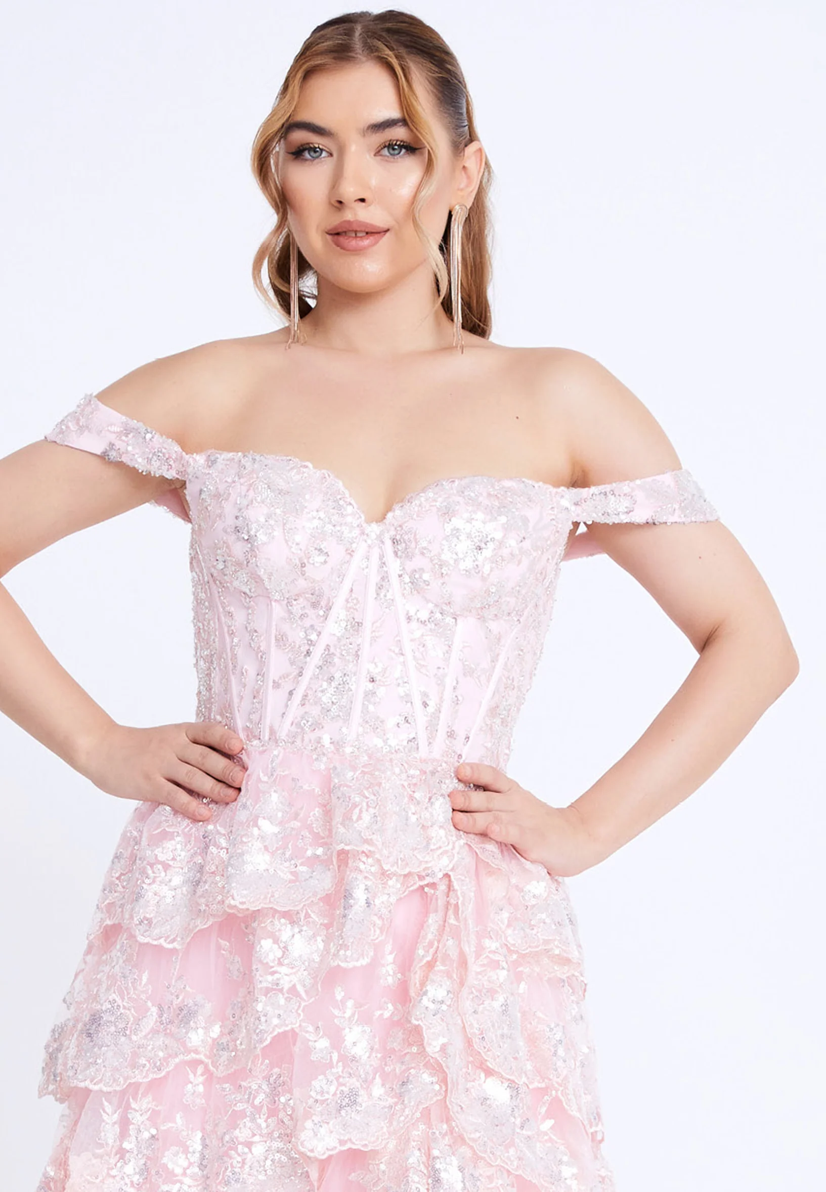 Off Shoulder Maxi Tulle Column Regular Prom Dress mti1109 - Image 16