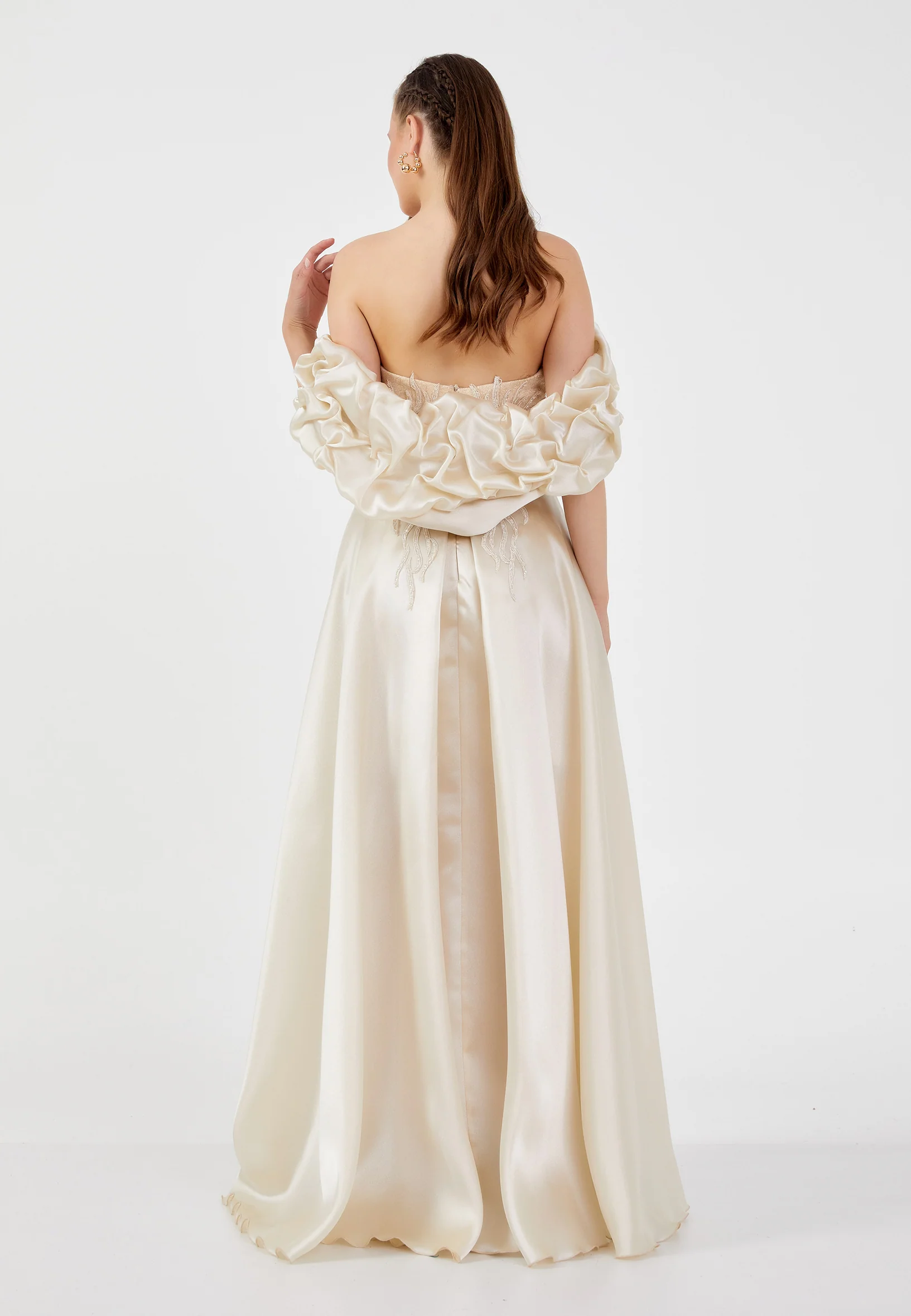 Off Shoulder Maxi Tulle Column Regular Wedding Guest Dress omn058 - Image 6