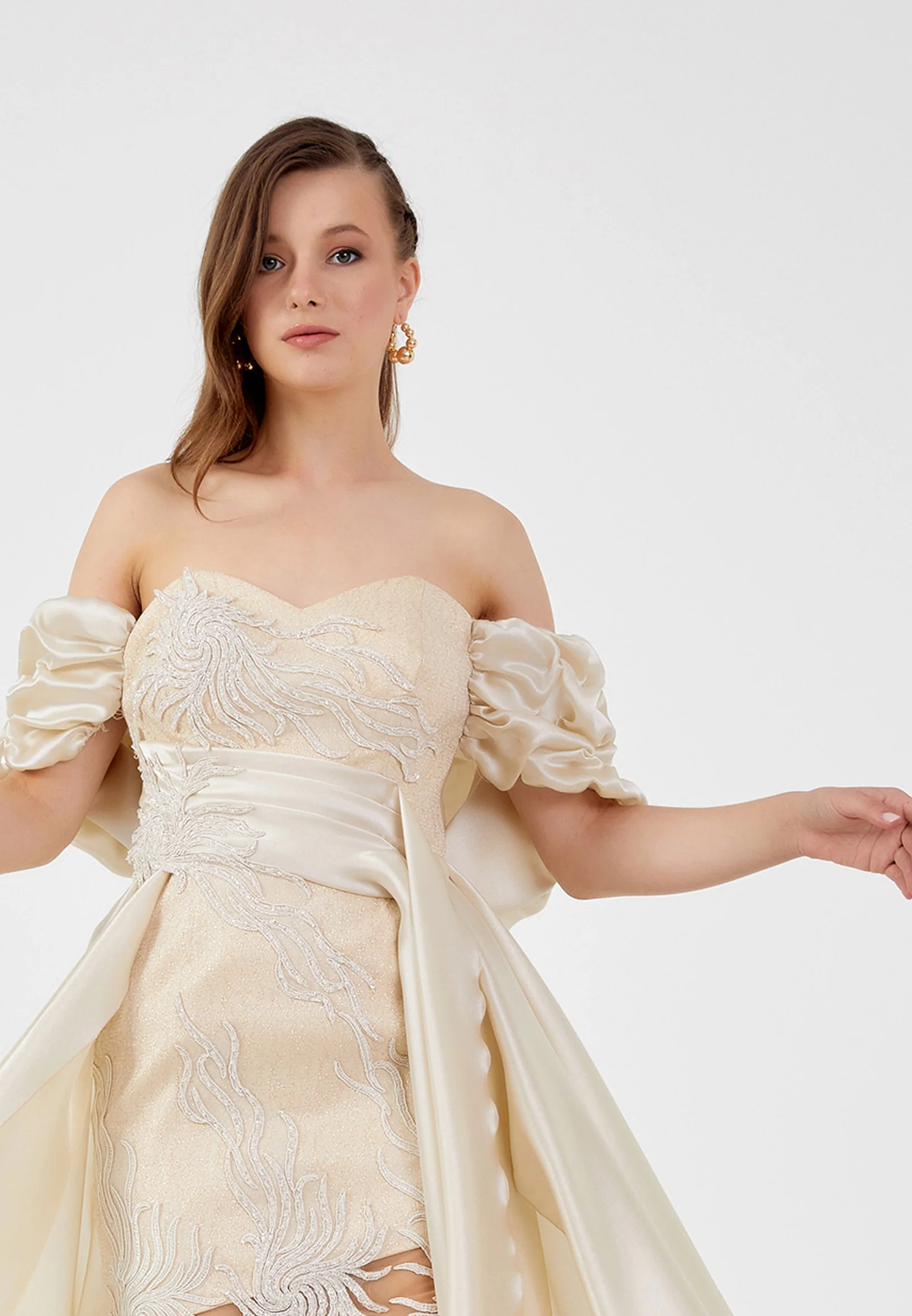 Off Shoulder Maxi Tulle Column Regular Wedding Guest Dress omn058 - Image 8