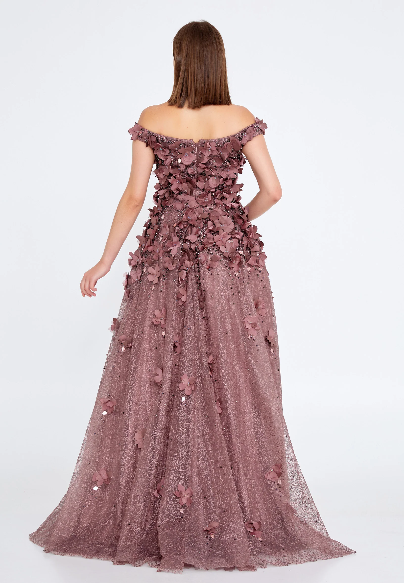 Off Shoulder Maxi Tulle Gown Regular Prom Dress knz3025 - Image 10