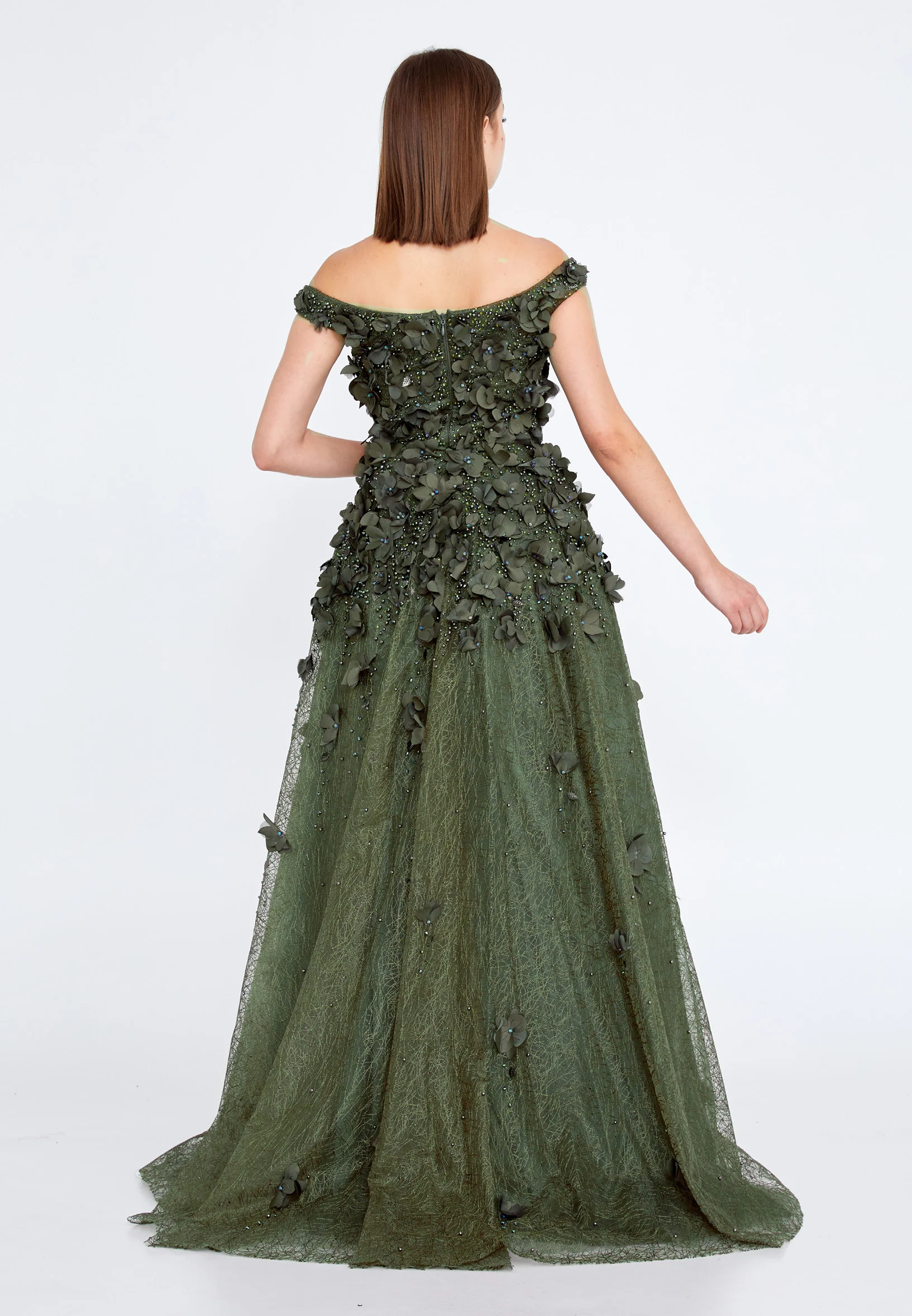 Off Shoulder Maxi Tulle Gown Regular Prom Dress knz3025 - Image 2
