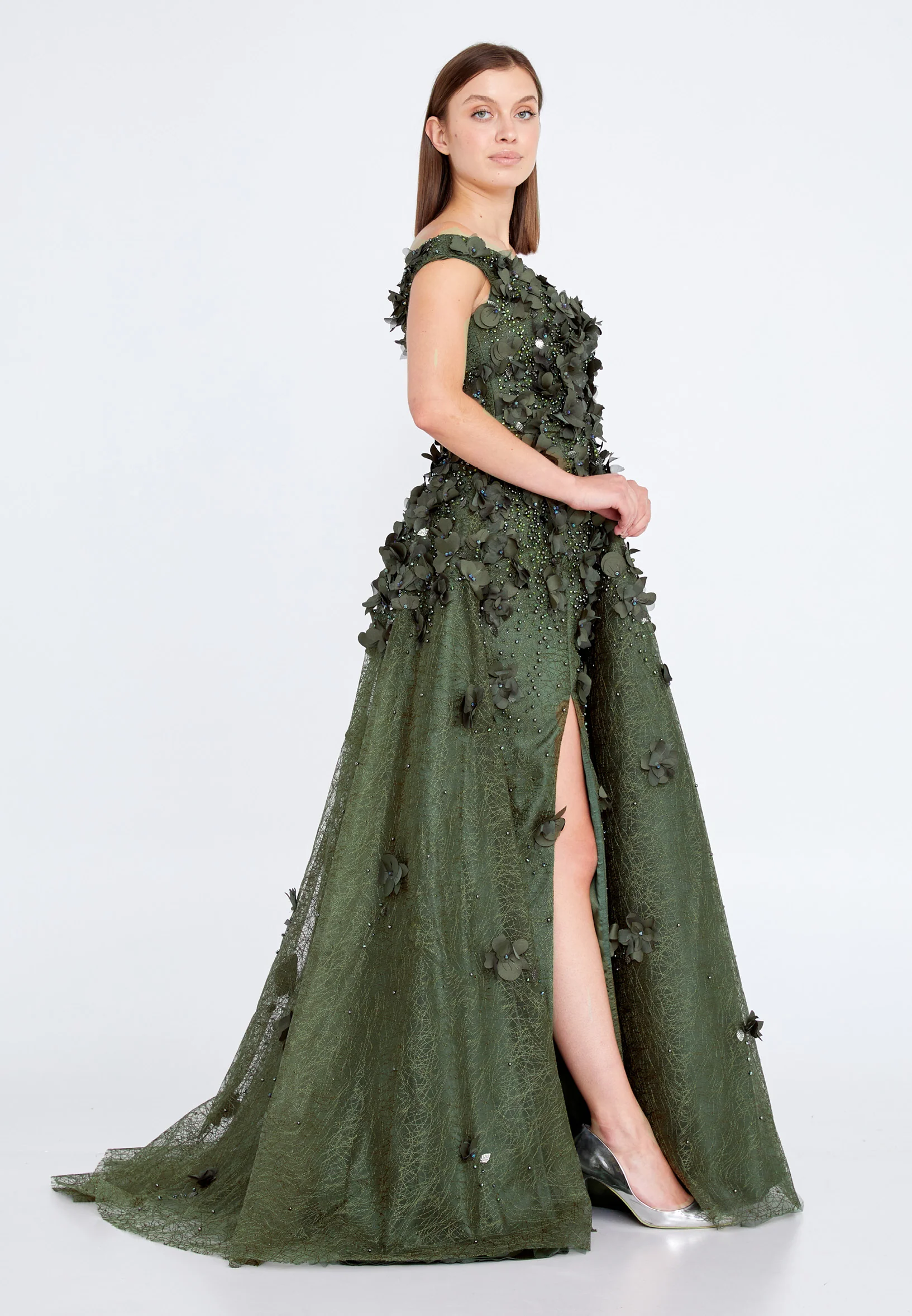 Off Shoulder Maxi Tulle Gown Regular Prom Dress knz3025 - Image 3