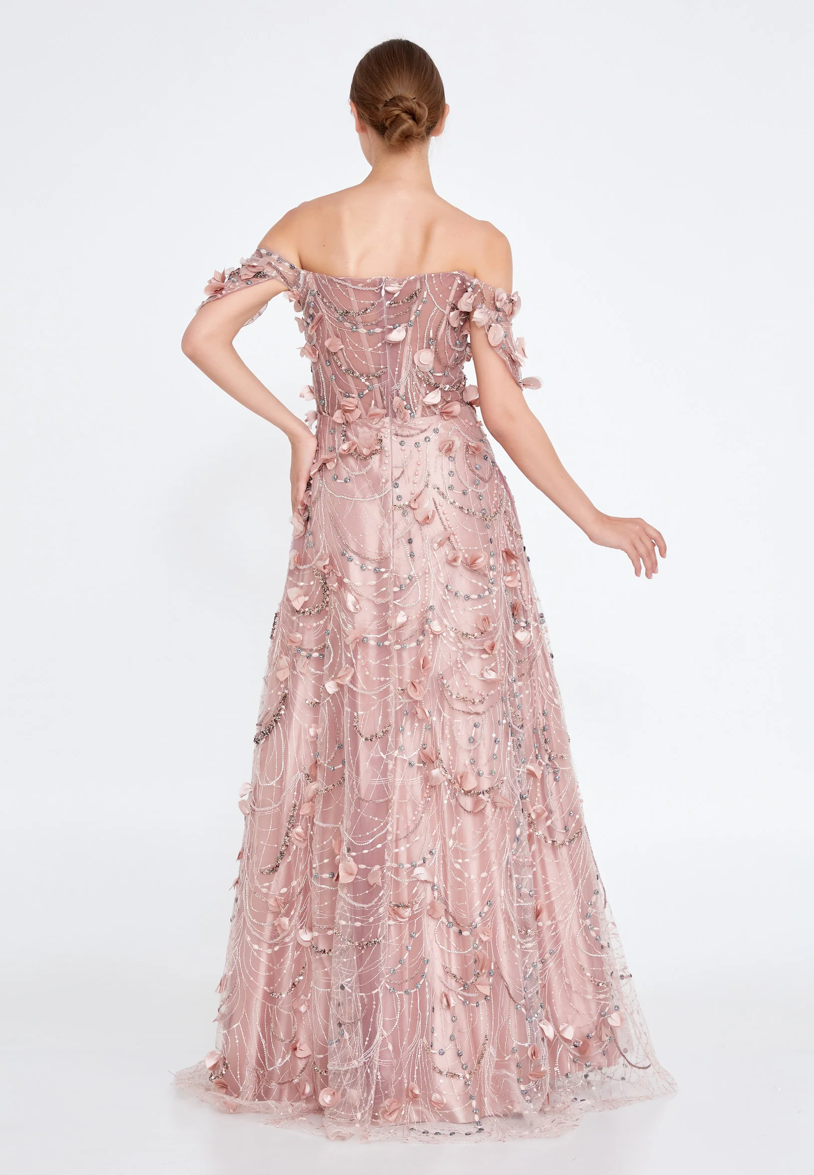 Off Shoulder Maxi Tulle Gown Regular Prom Dress knz3029 - Image 10