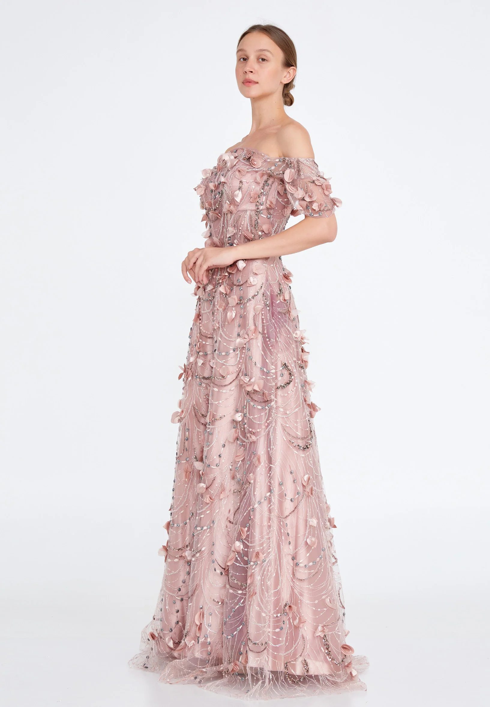 Off Shoulder Maxi Tulle Gown Regular Prom Dress knz3029 - Image 11