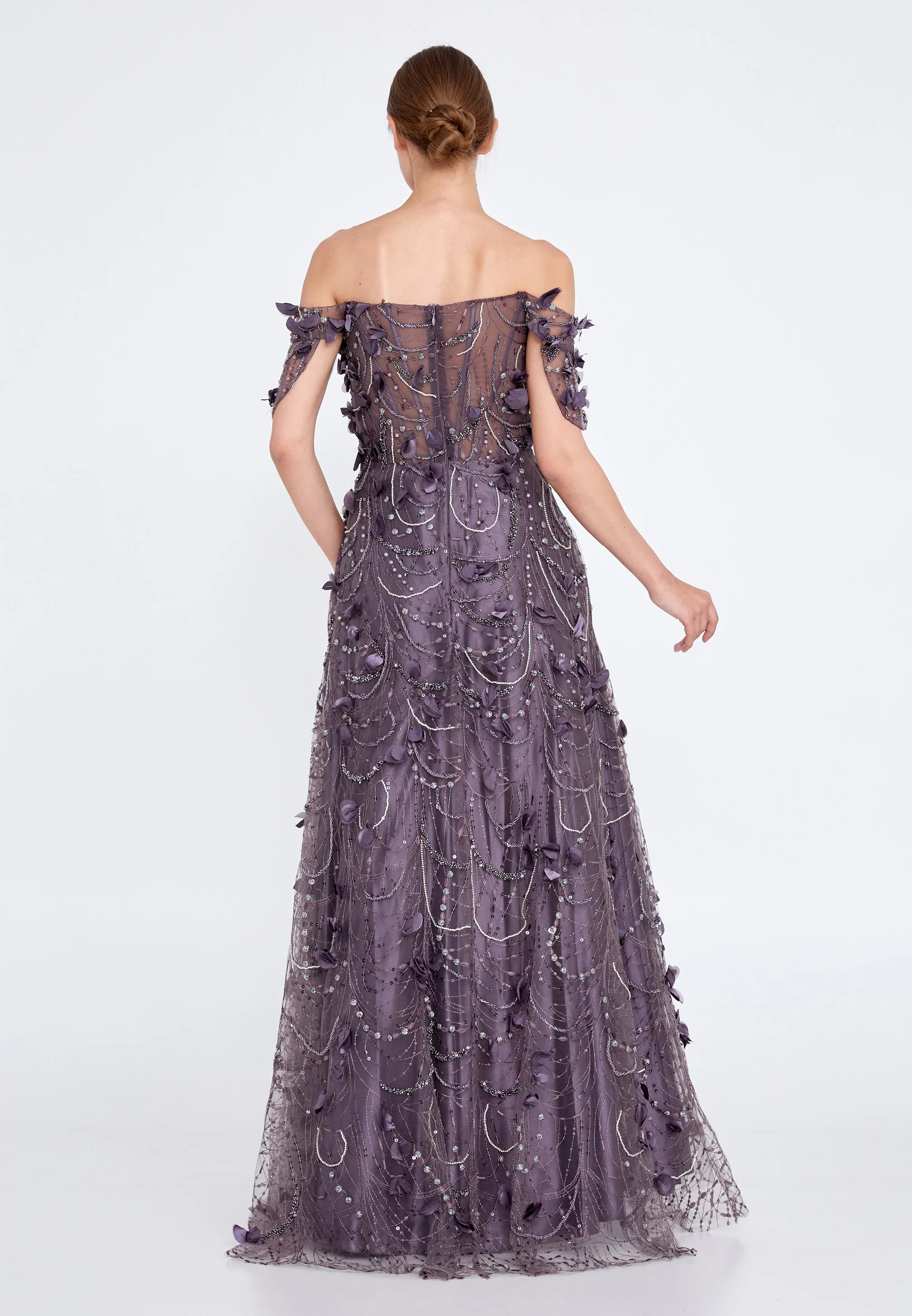 Off Shoulder Maxi Tulle Gown Regular Prom Dress knz3029 - Image 14