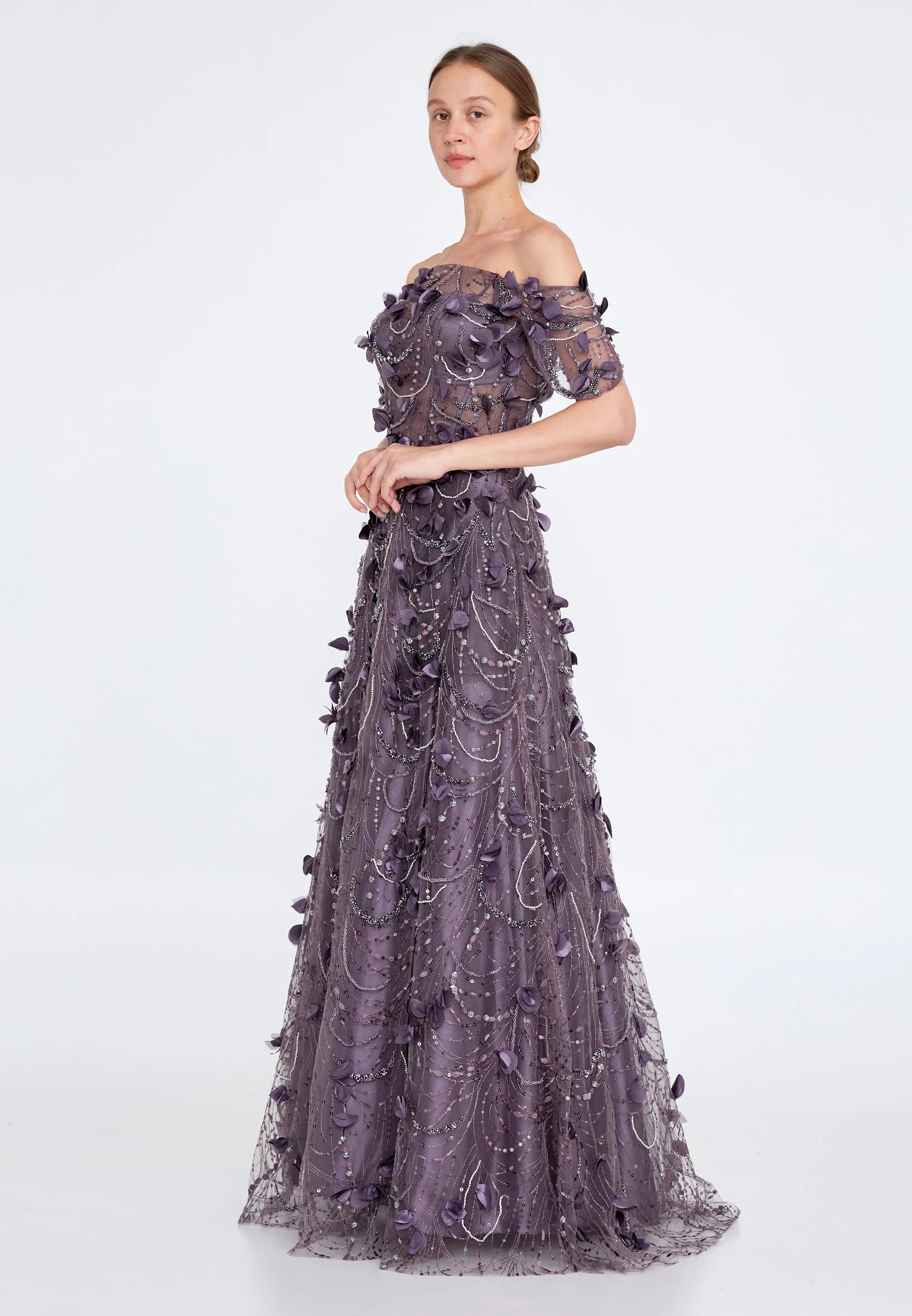 Off Shoulder Maxi Tulle Gown Regular Prom Dress knz3029 - Image 15