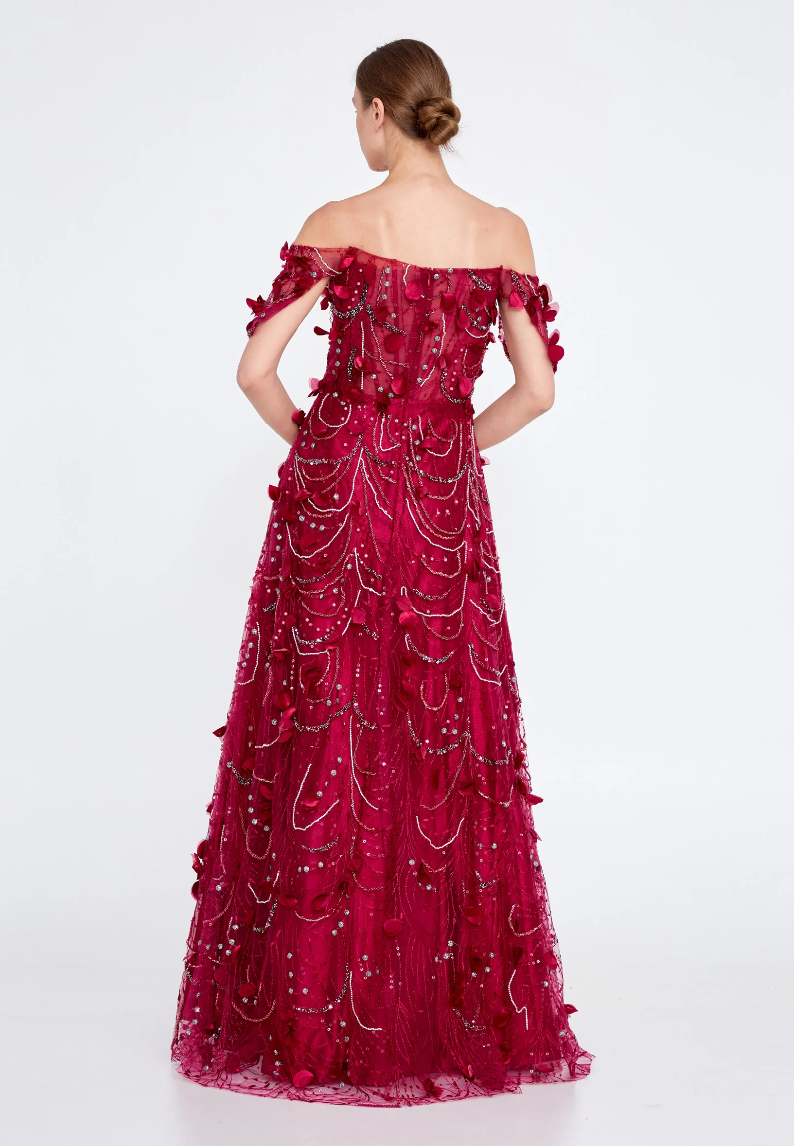 Off Shoulder Maxi Tulle Gown Regular Prom Dress knz3029 - Image 2