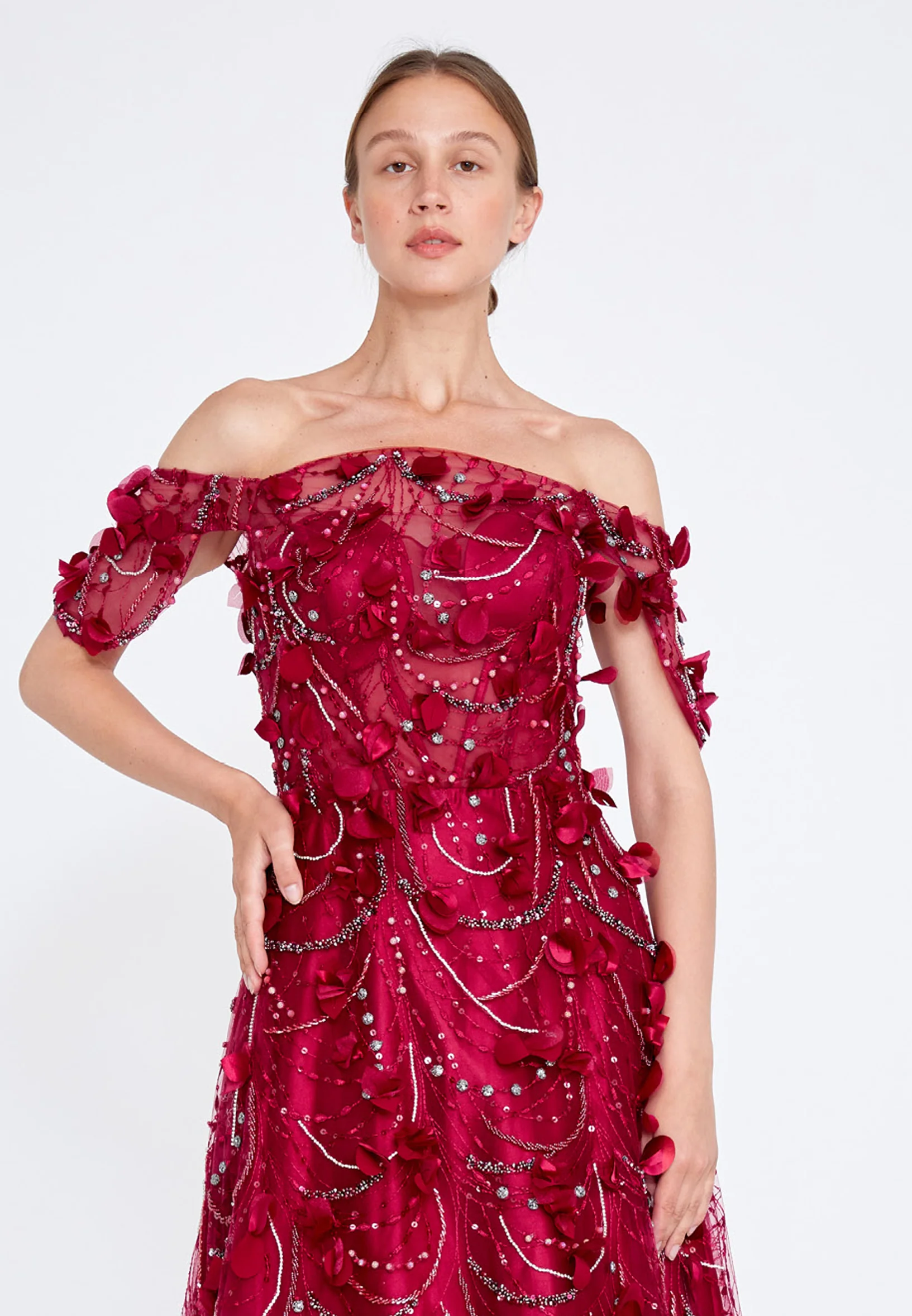 Off Shoulder Maxi Tulle Gown Regular Prom Dress knz3029 - Image 4