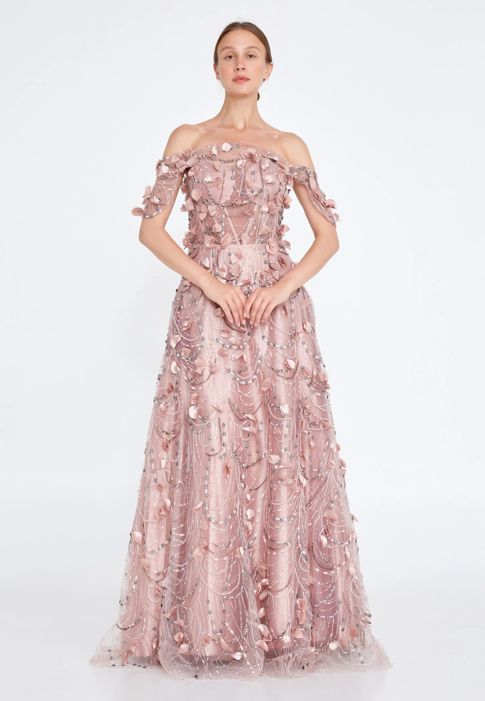 Off Shoulder Maxi Tulle Gown Regular Prom Dress knz3029 - Image 9