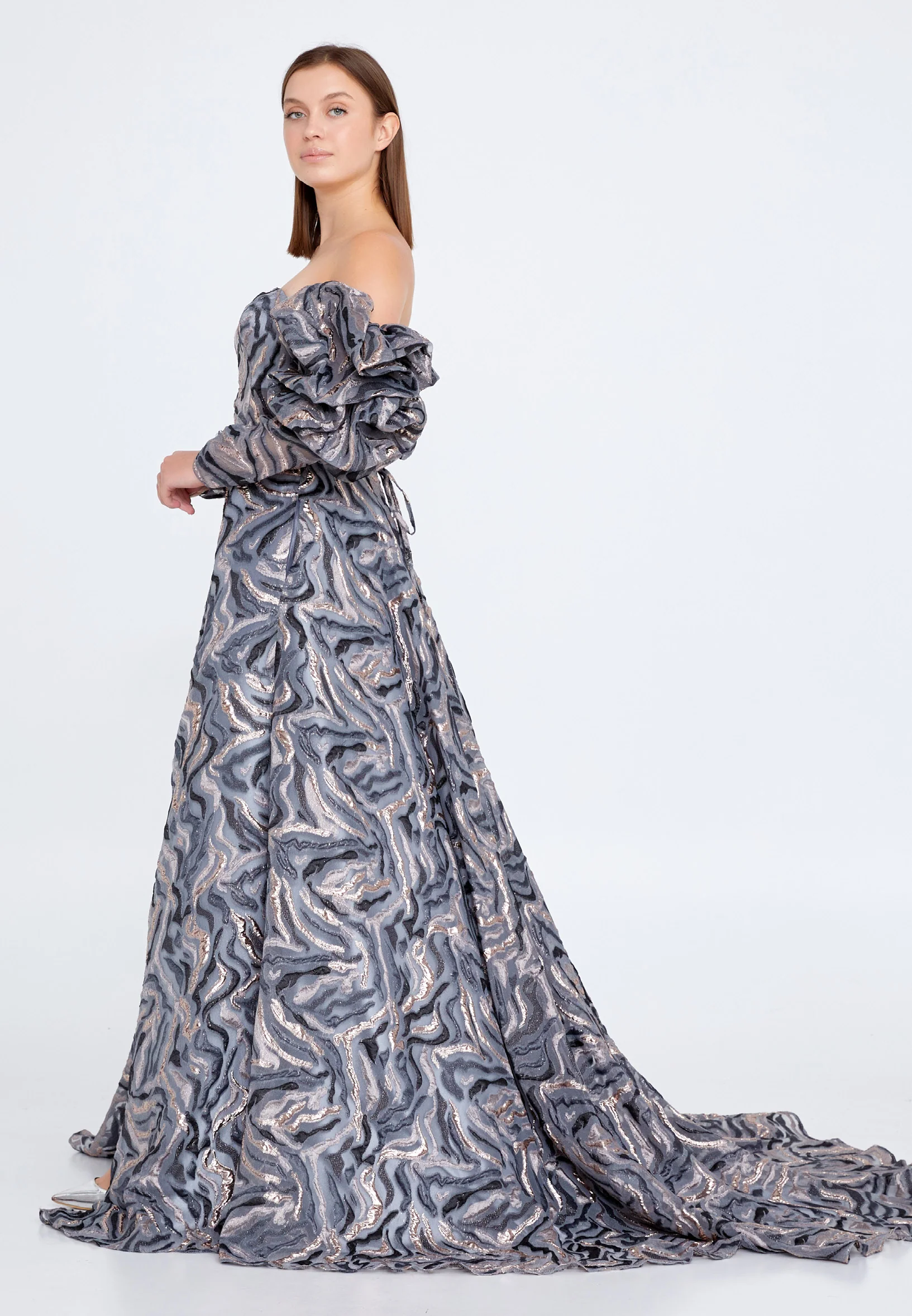 Off Shoulder Maxi Tulle Gown Regular Prom Dress knz3086 - Image 11