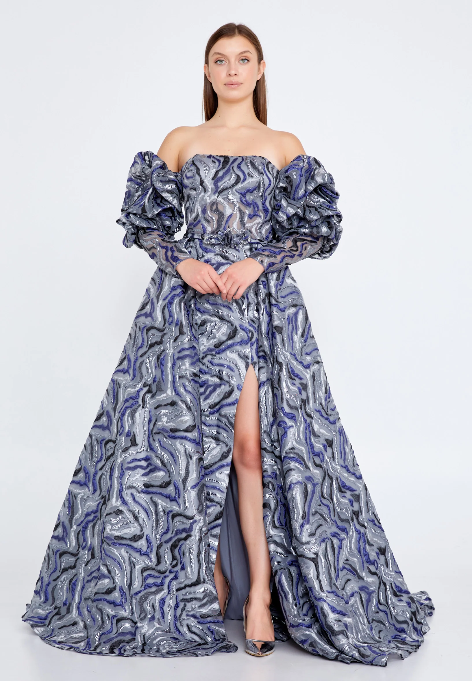Off Shoulder Maxi Tulle Gown Regular Prom Dress knz3086 - Image 13