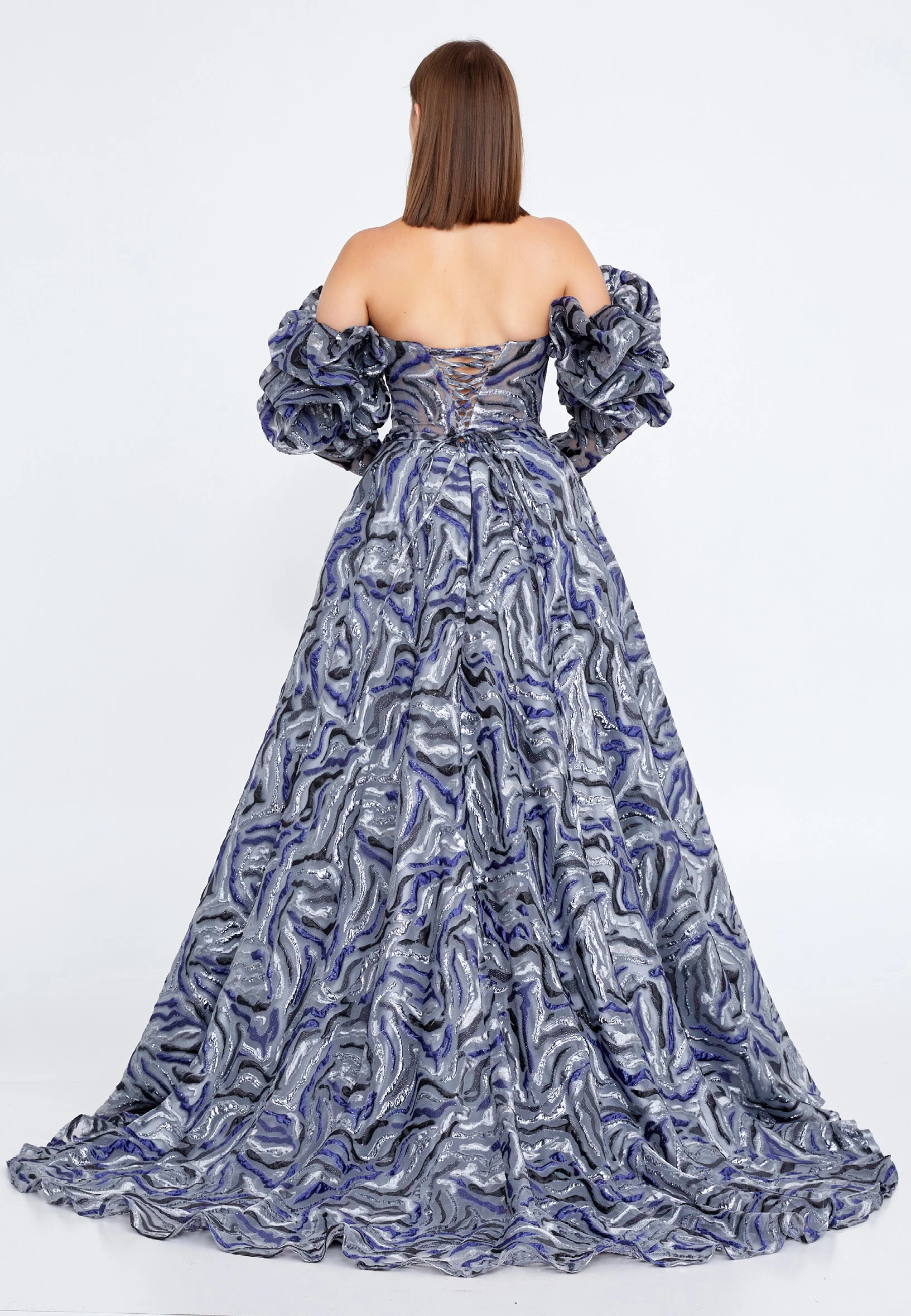 Off Shoulder Maxi Tulle Gown Regular Prom Dress knz3086 - Image 14