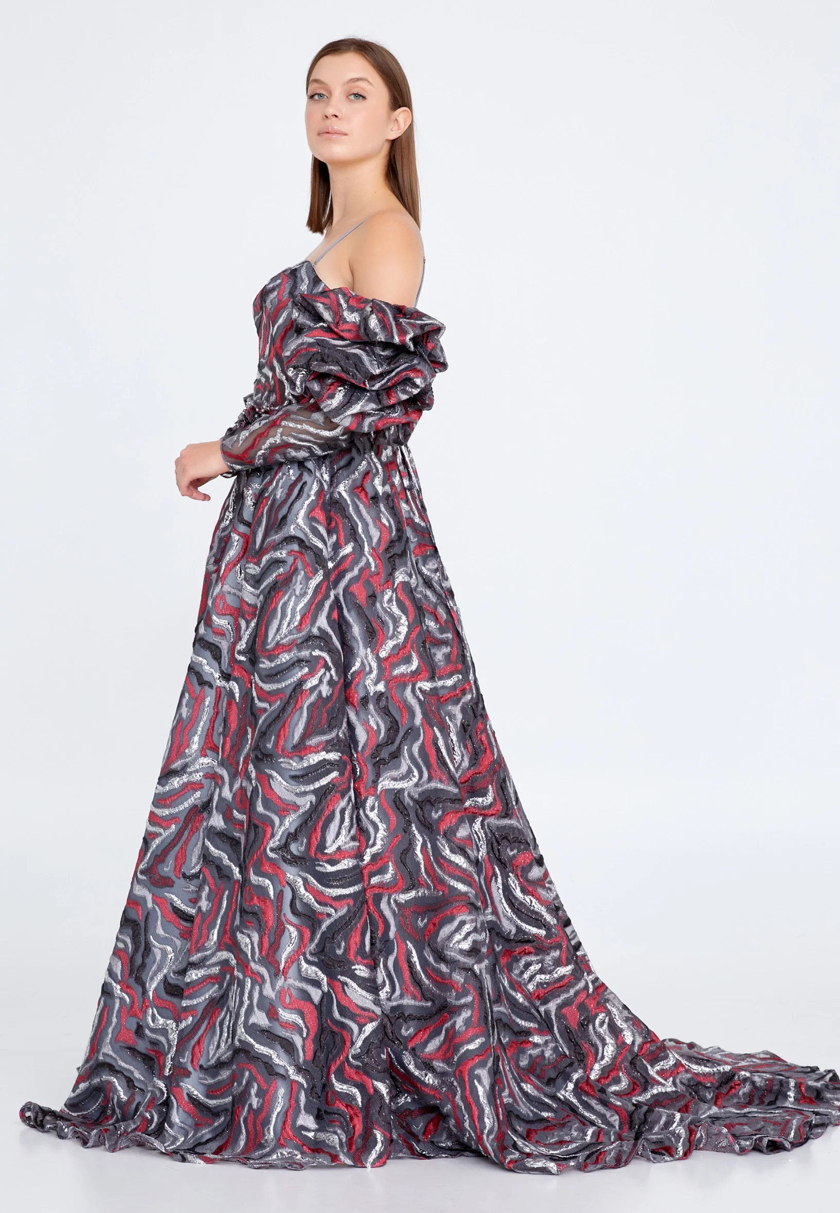Off Shoulder Maxi Tulle Gown Regular Prom Dress knz3086 - Image 3