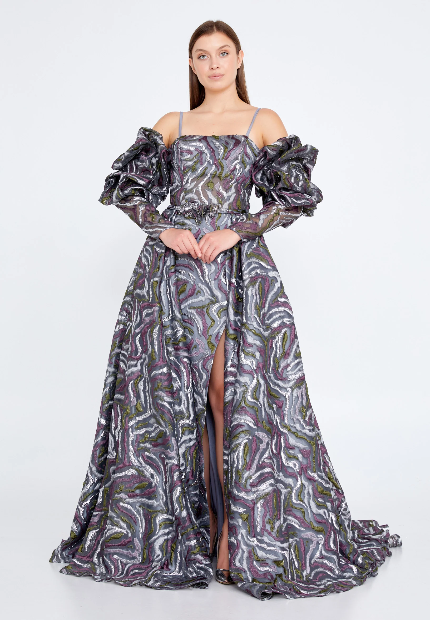 Off Shoulder Maxi Tulle Gown Regular Prom Dress knz3086 - Image 5