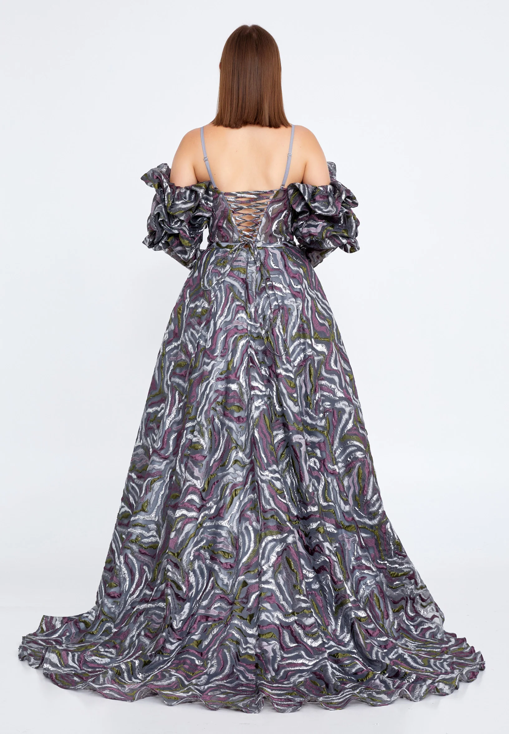Off Shoulder Maxi Tulle Gown Regular Prom Dress knz3086 - Image 6