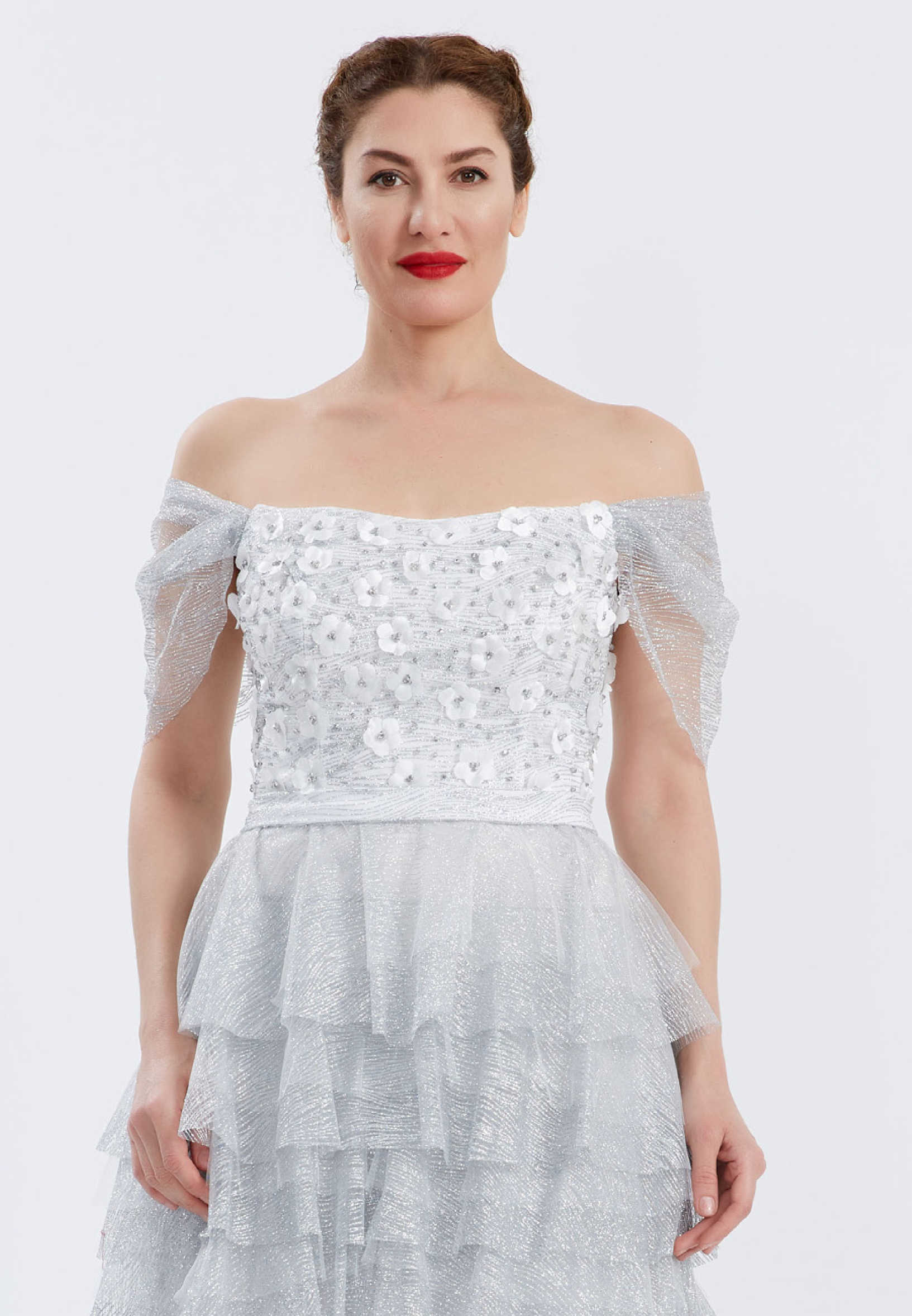 Off Shoulder Maxi Tulle Gown Regular Prom Dress ppl00585 - Image 4