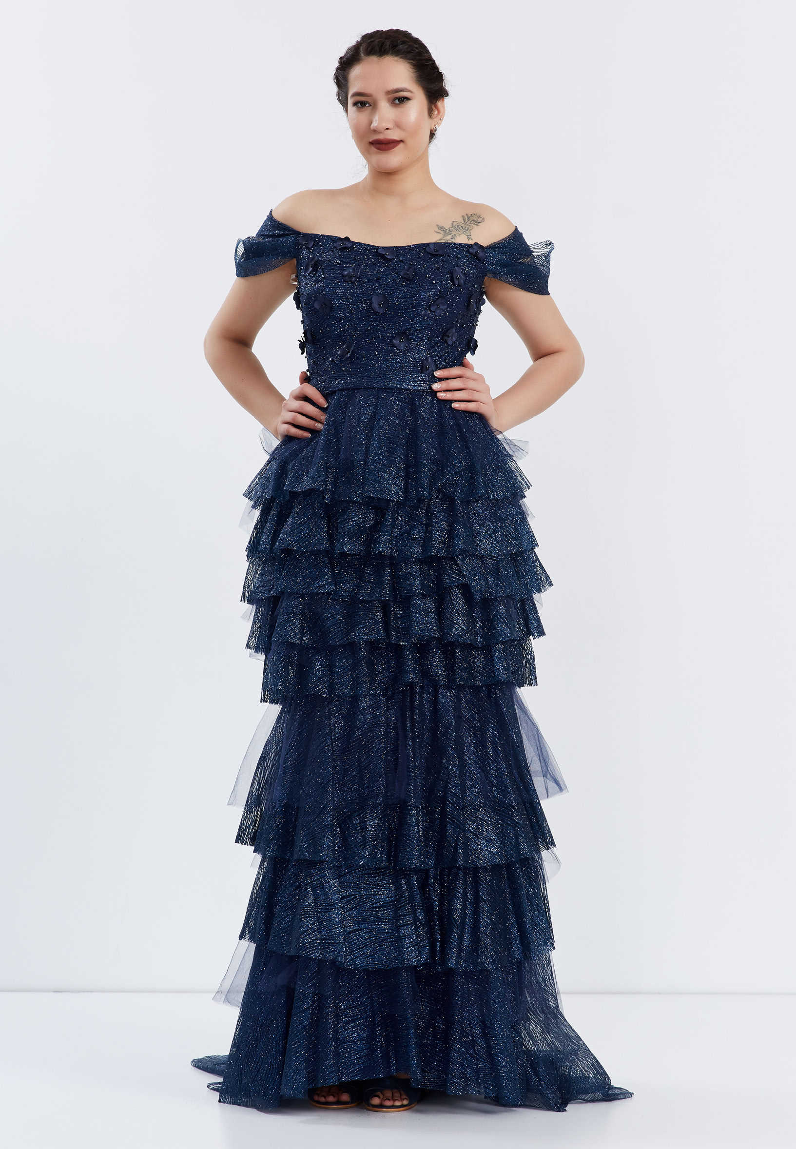 Off Shoulder Maxi Tulle Gown Regular Prom Dress ppl00585 - Image 5
