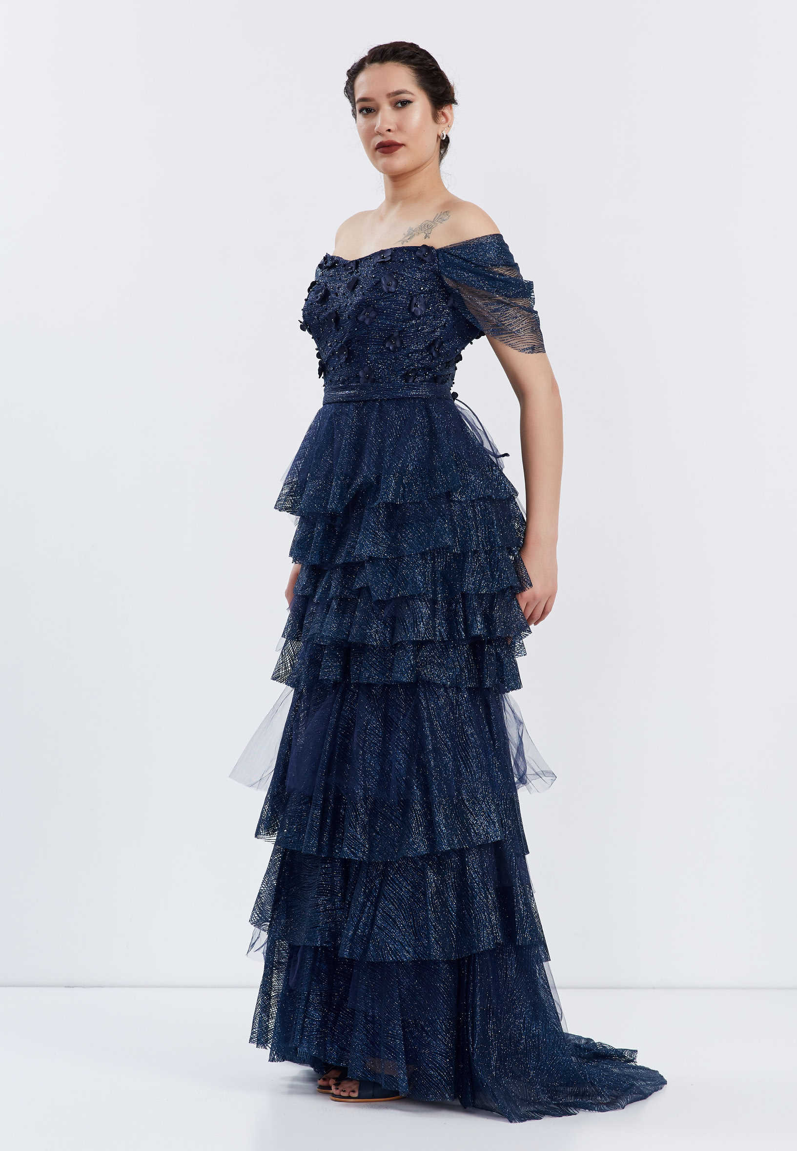Off Shoulder Maxi Tulle Gown Regular Prom Dress ppl00585 - Image 7