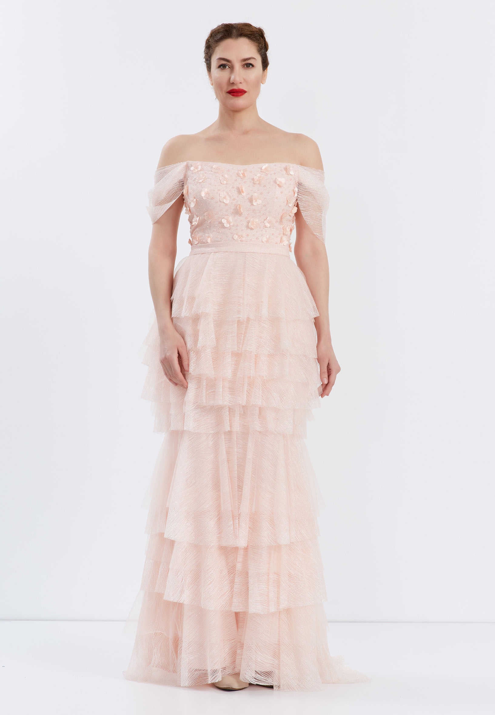 Off Shoulder Maxi Tulle Gown Regular Prom Dress ppl00585 - Image 9