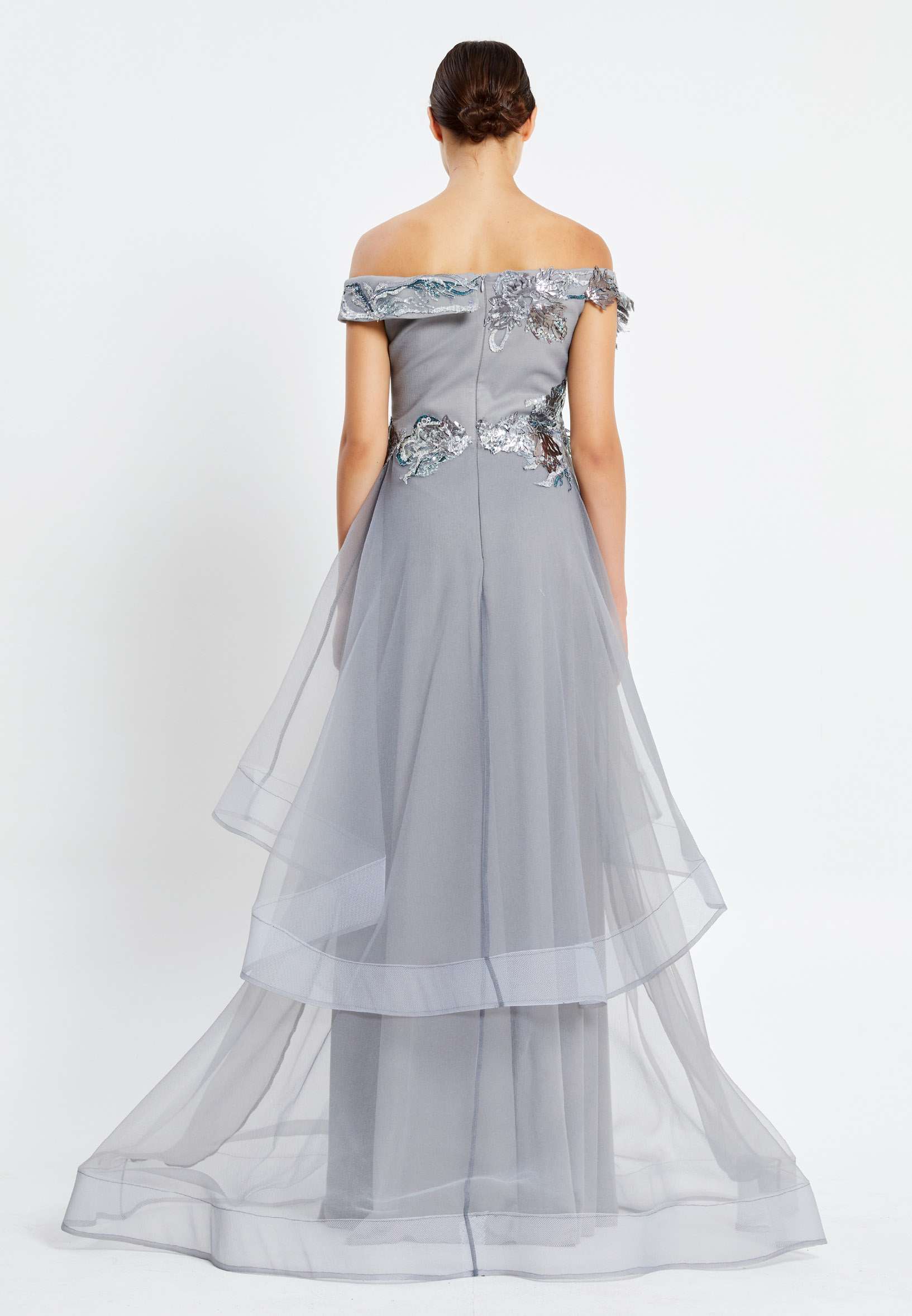 Off Shoulder Maxi Tulle Gown Regular Prom Dress rmn2988 - Image 10