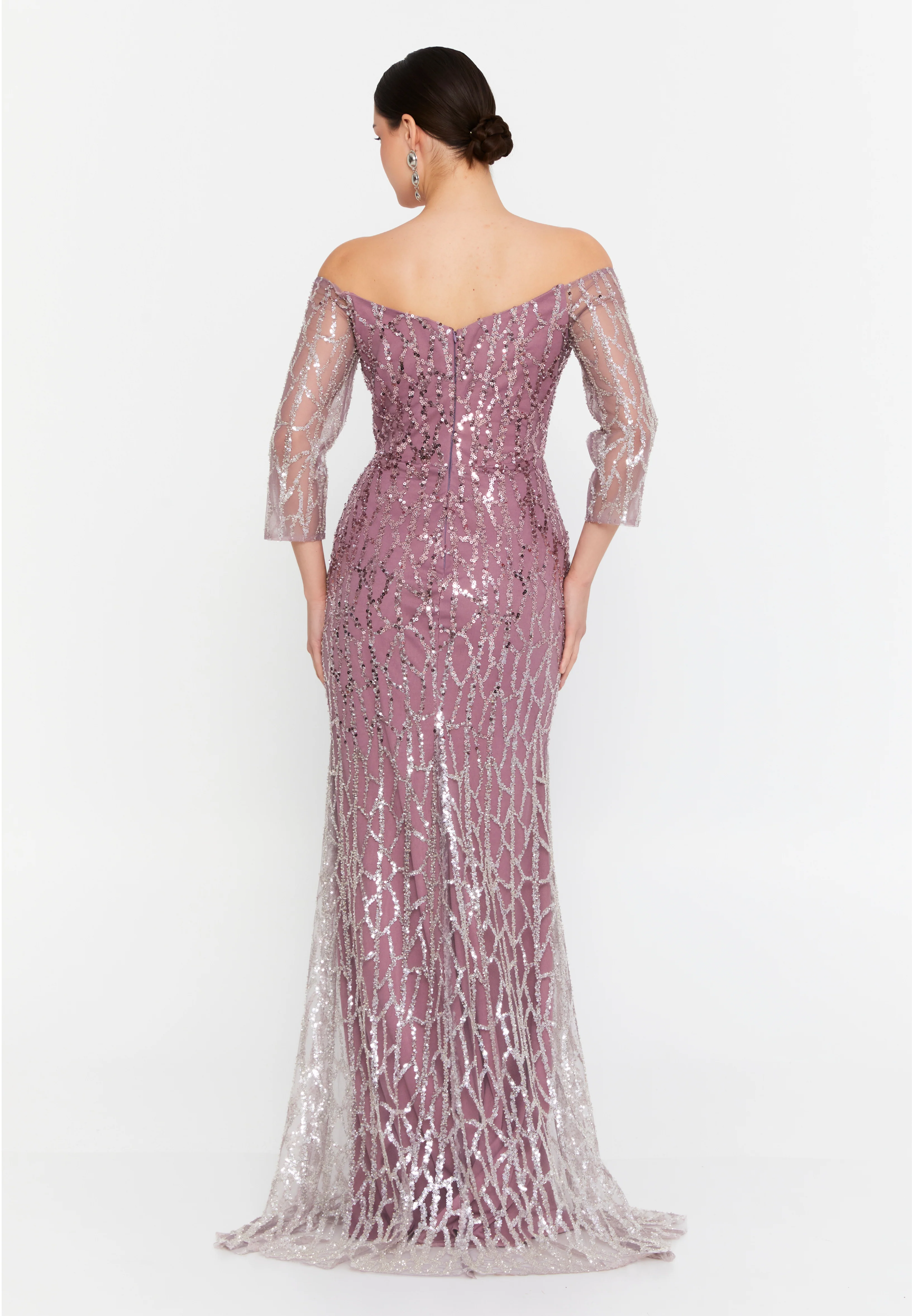 Off Shoulder Maxi Tulle Mermaid Plus Size Wedding Guest Dress aln01852 - Image 10