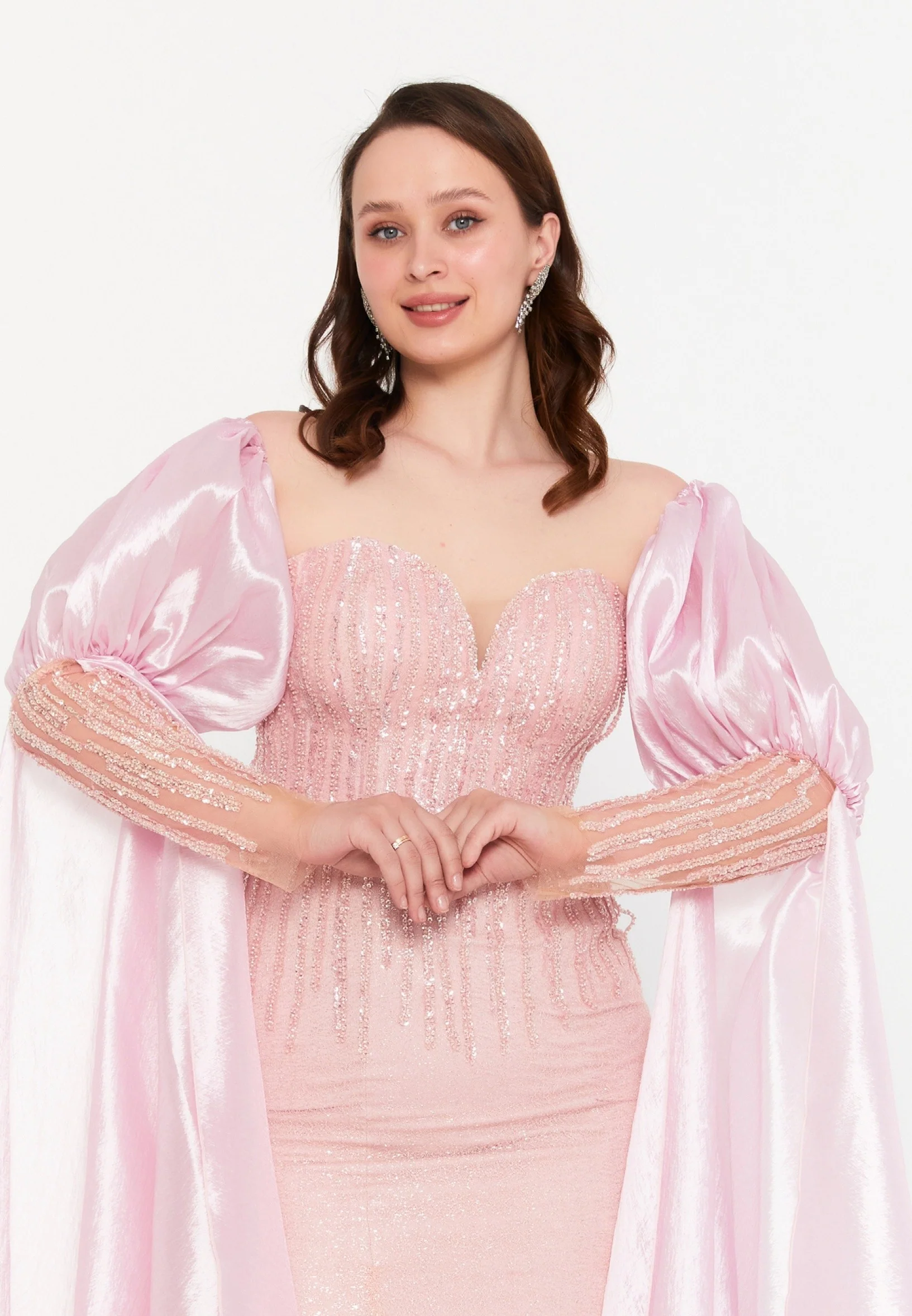 Off Shoulder Maxi Tulle Mermaid Plus Size Wedding Guest Dress omn0228 - Image 4