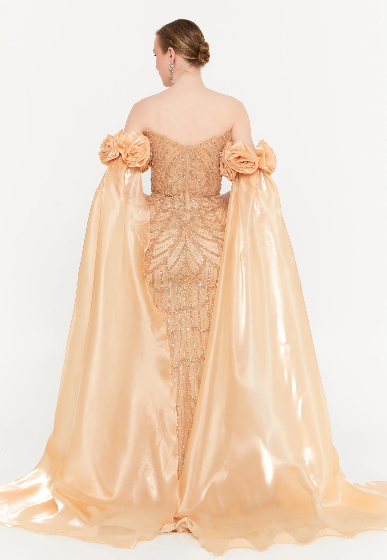 Off Shoulder Maxi Tulle Mermaid Regular Prom Dress mtc30122 - Image 10