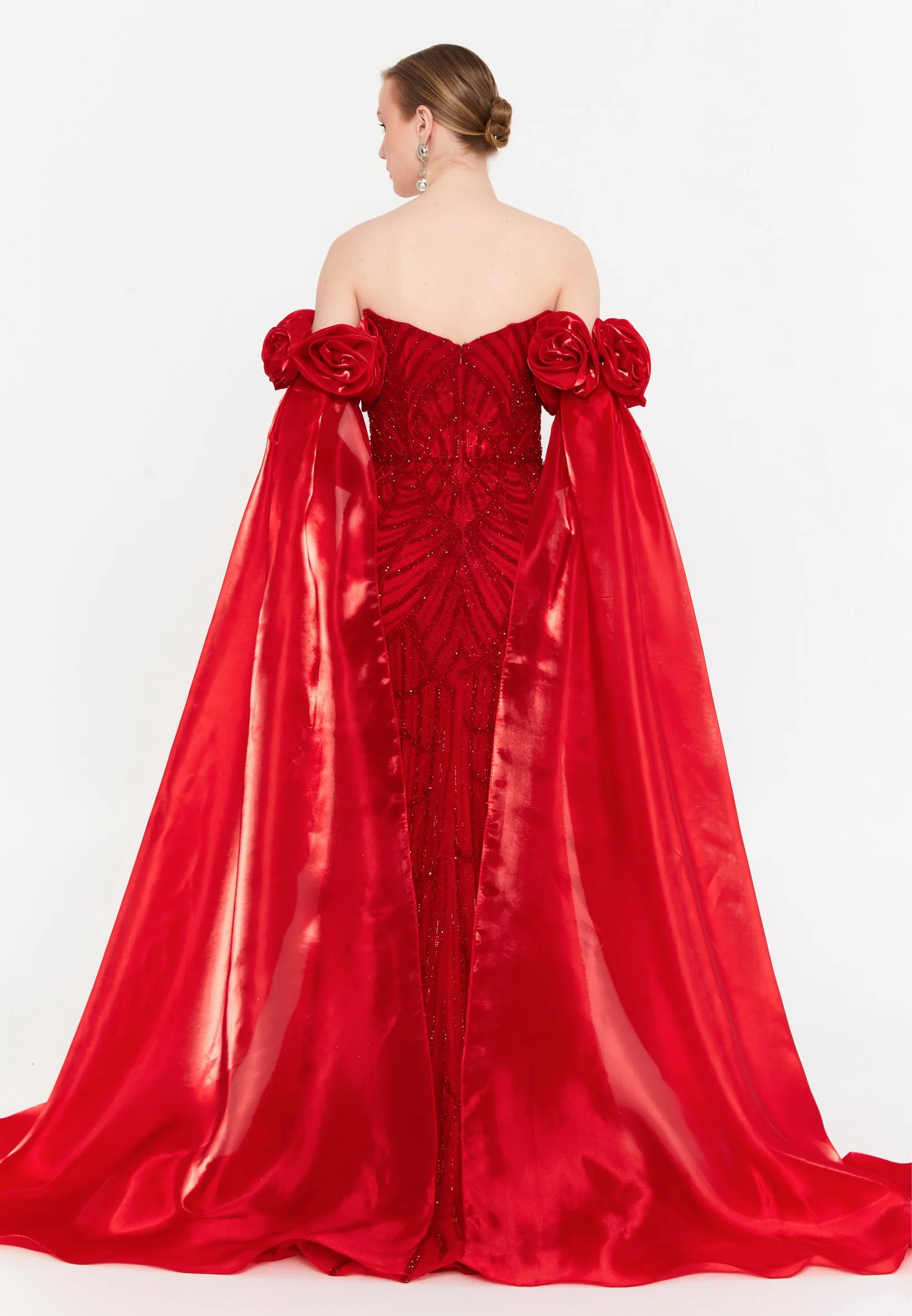 Off Shoulder Maxi Tulle Mermaid Regular Prom Dress mtc30122 - Image 14