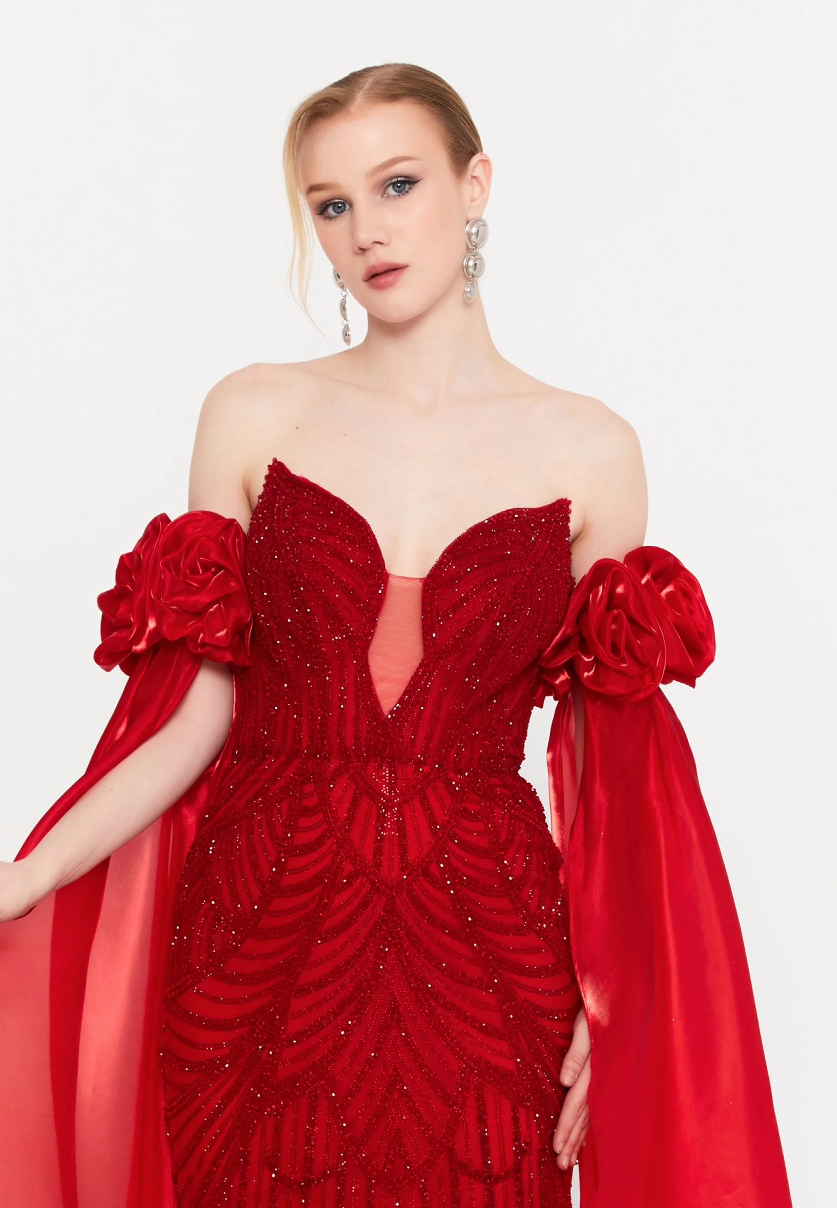 Off Shoulder Maxi Tulle Mermaid Regular Prom Dress mtc30122 - Image 16