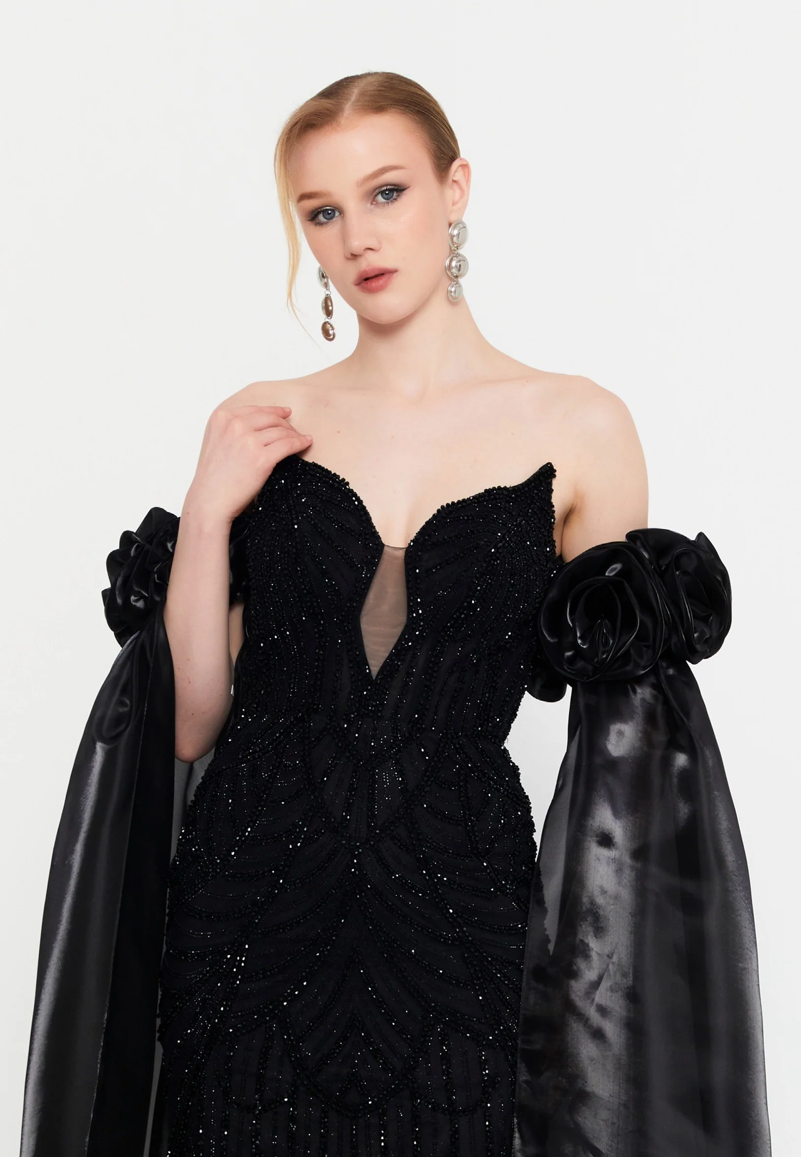 Off Shoulder Maxi Tulle Mermaid Regular Prom Dress mtc30122 - Image 4
