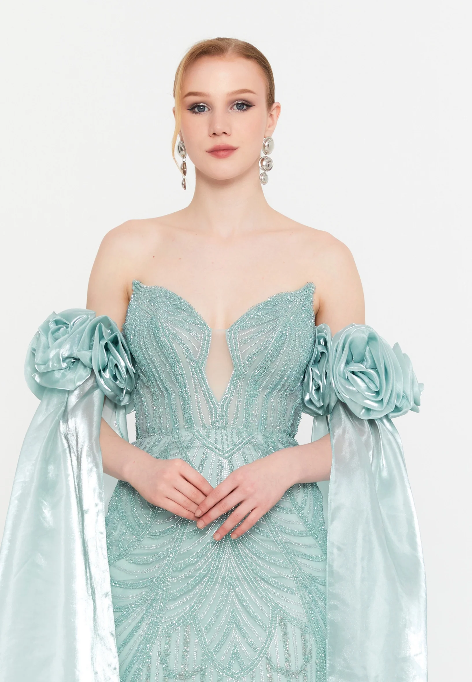 Off Shoulder Maxi Tulle Mermaid Regular Prom Dress mtc30122 - Image 8