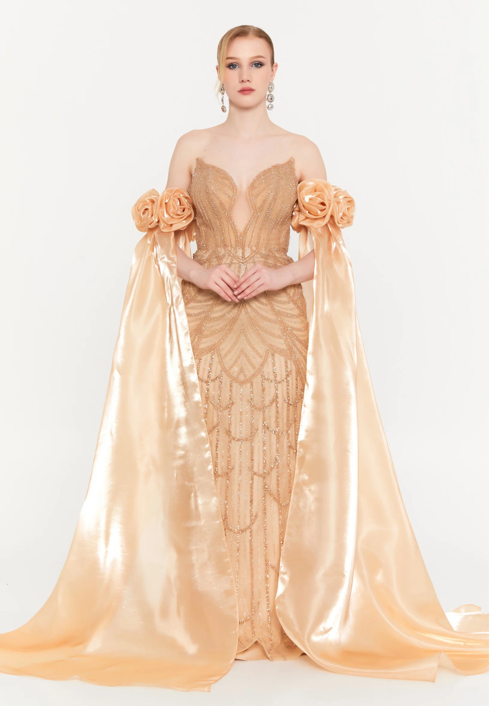 Off Shoulder Maxi Tulle Mermaid Regular Prom Dress mtc30122 - Image 9