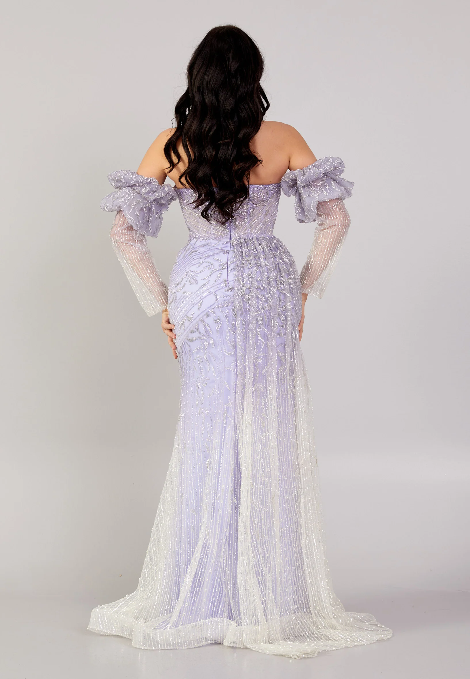 Off Shoulder Maxi Tulle Mermaid Regular Prom Dress mti1003 - Image 10