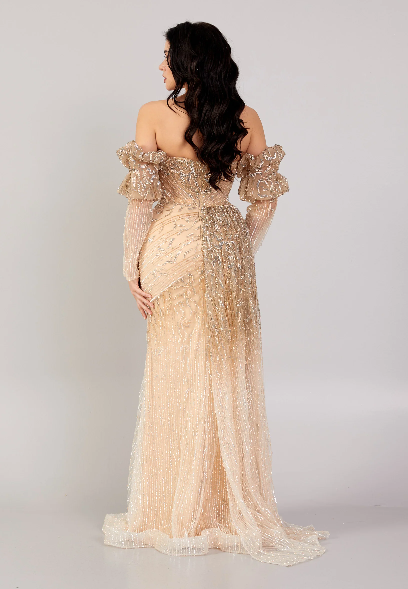 Off Shoulder Maxi Tulle Mermaid Regular Prom Dress mti1003 - Image 2