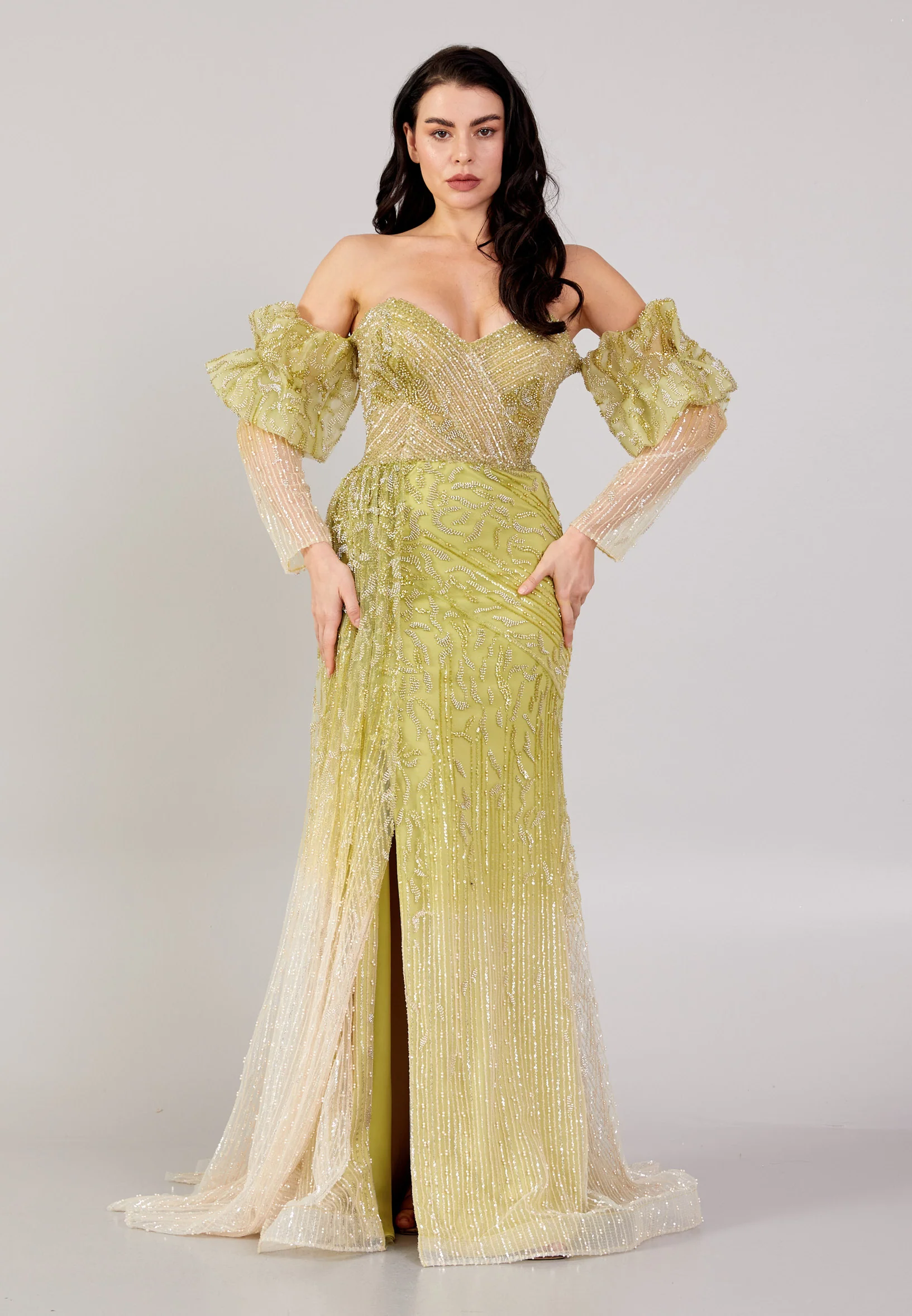 Off Shoulder Maxi Tulle Mermaid Regular Prom Dress mti1003 - Image 5