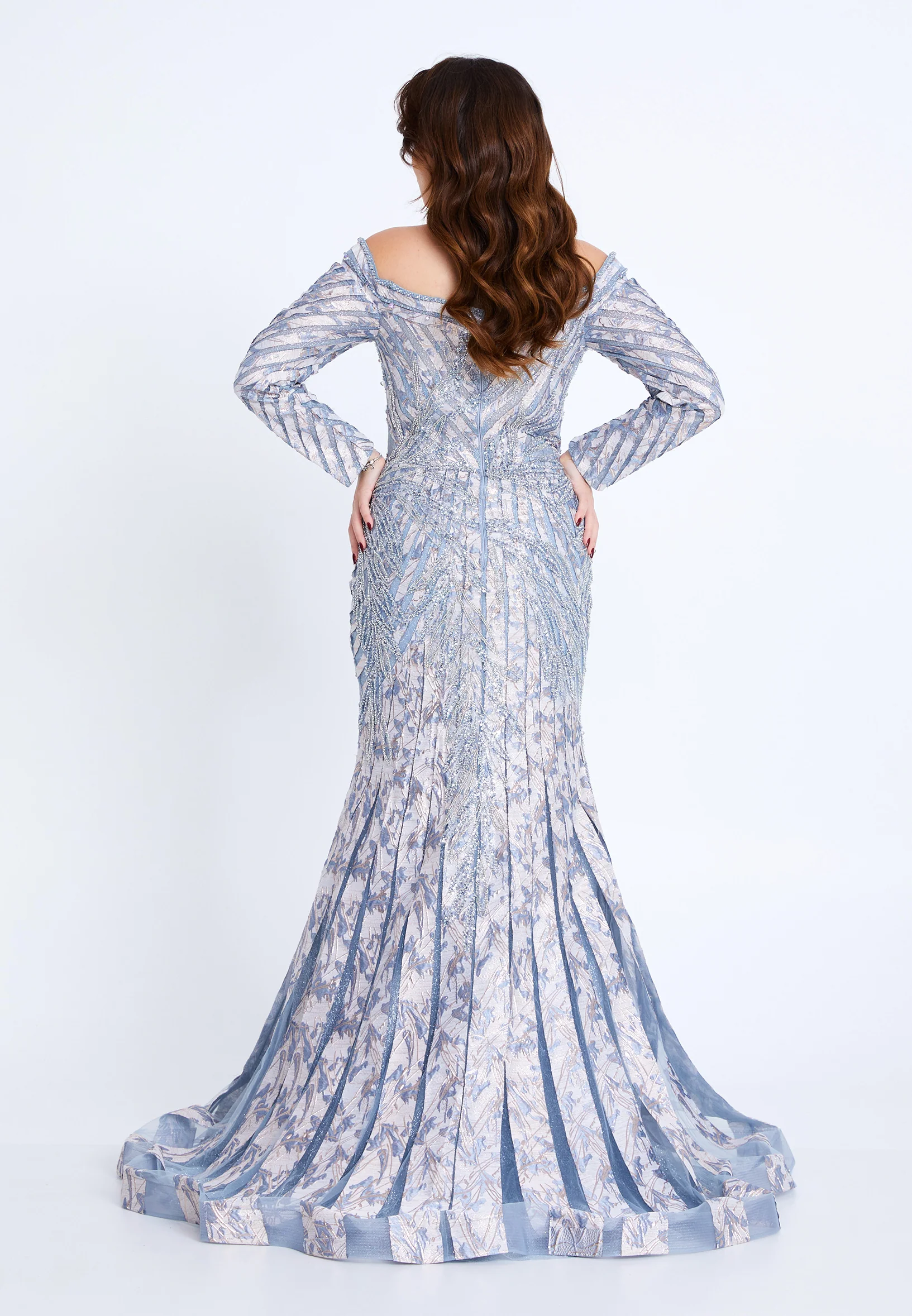 Off Shoulder Maxi Tulle Mermaid Regular Prom Dress mti1021 - Image 2