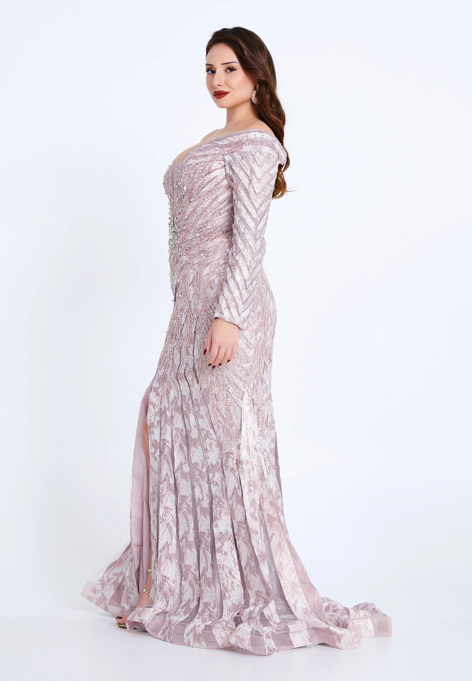 Off Shoulder Maxi Tulle Mermaid Regular Prom Dress mti1021 - Image 7