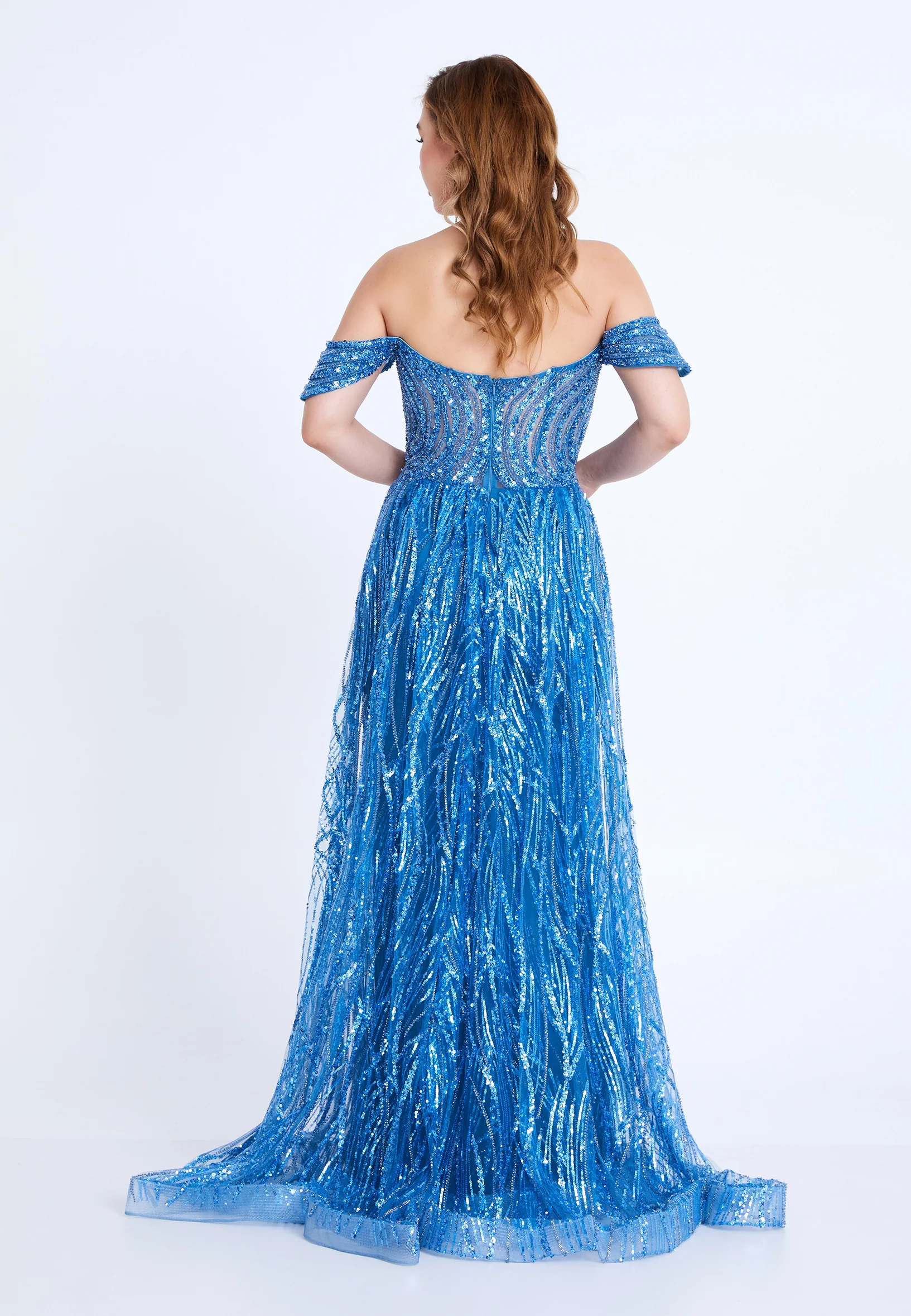 Off Shoulder Maxi Tulle Mermaid Regular Prom Dress mti1031 - Image 2
