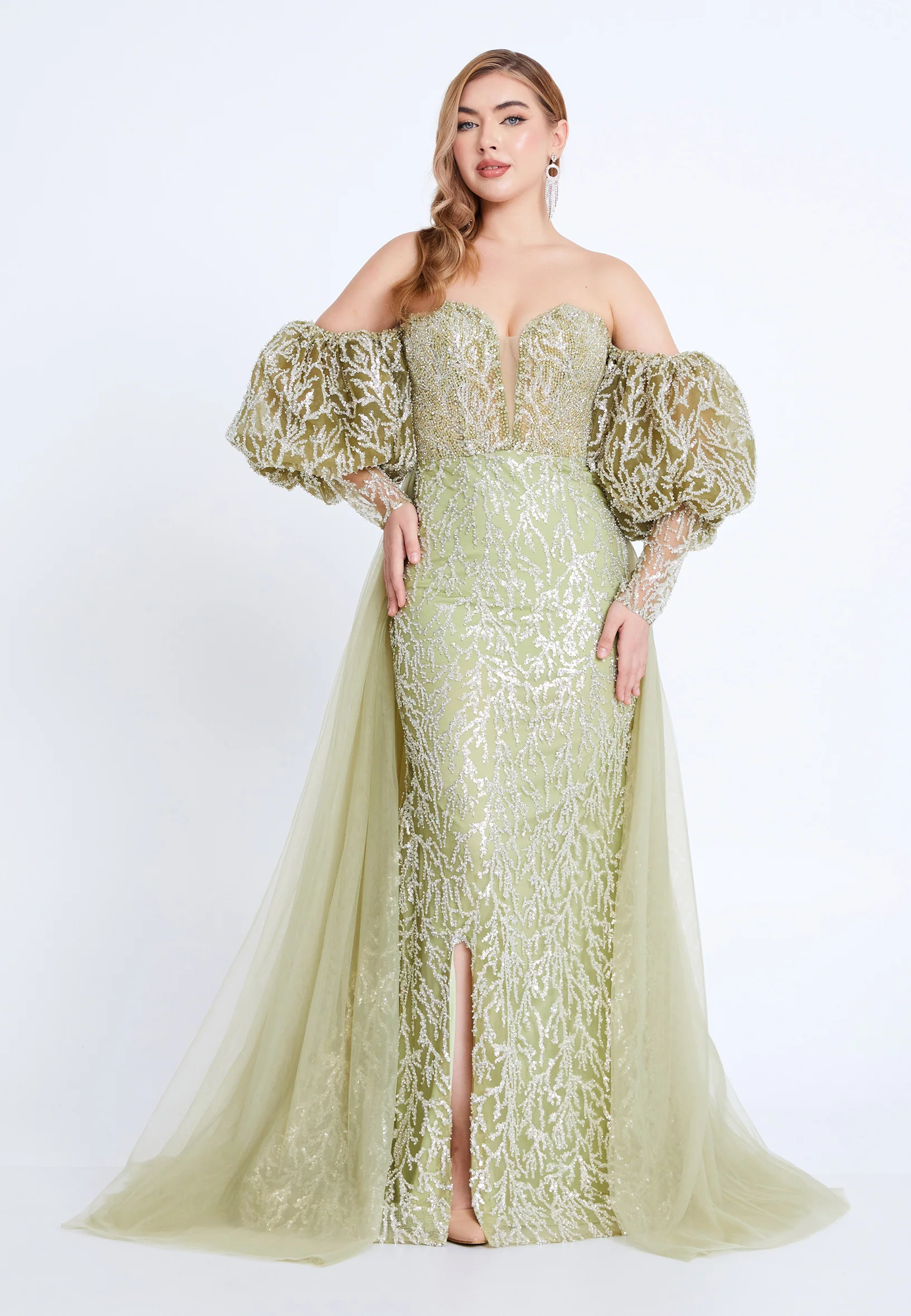 Off Shoulder Maxi Tulle Mermaid Regular Prom Dress mti1042 - Image 2