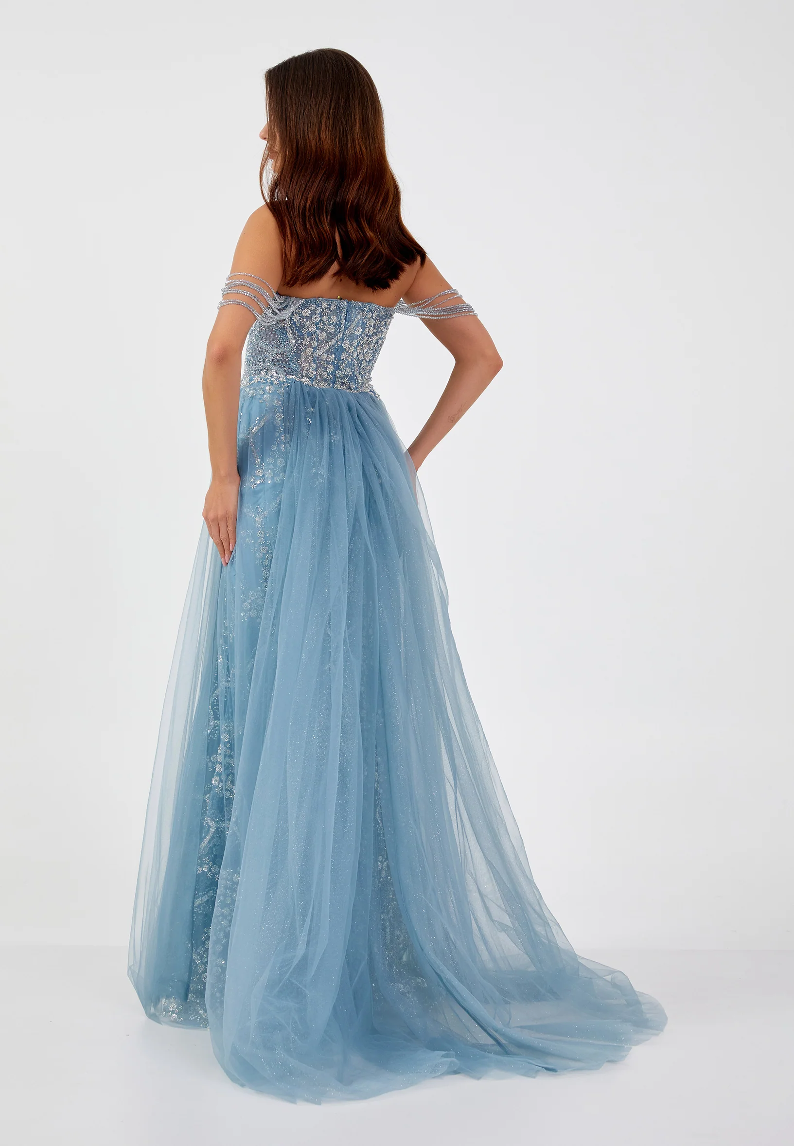 Off Shoulder Maxi Tulle Mermaid Regular Prom Dress mti1051 - Image 2
