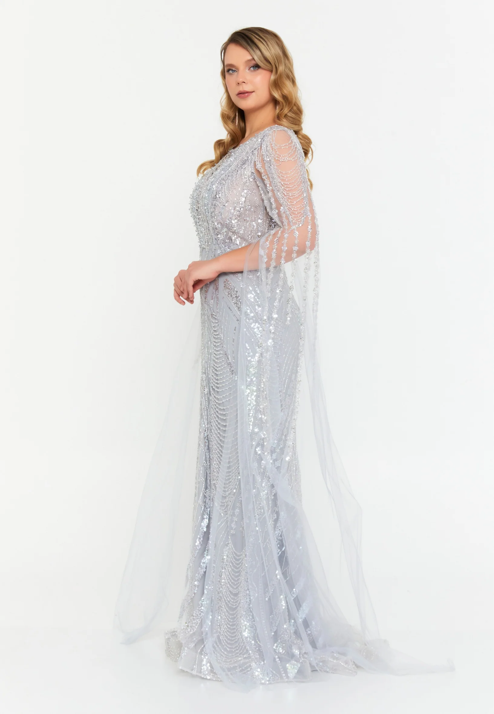 Off Shoulder Maxi Tulle Mermaid Regular Prom Dress mti1072 - Image 11