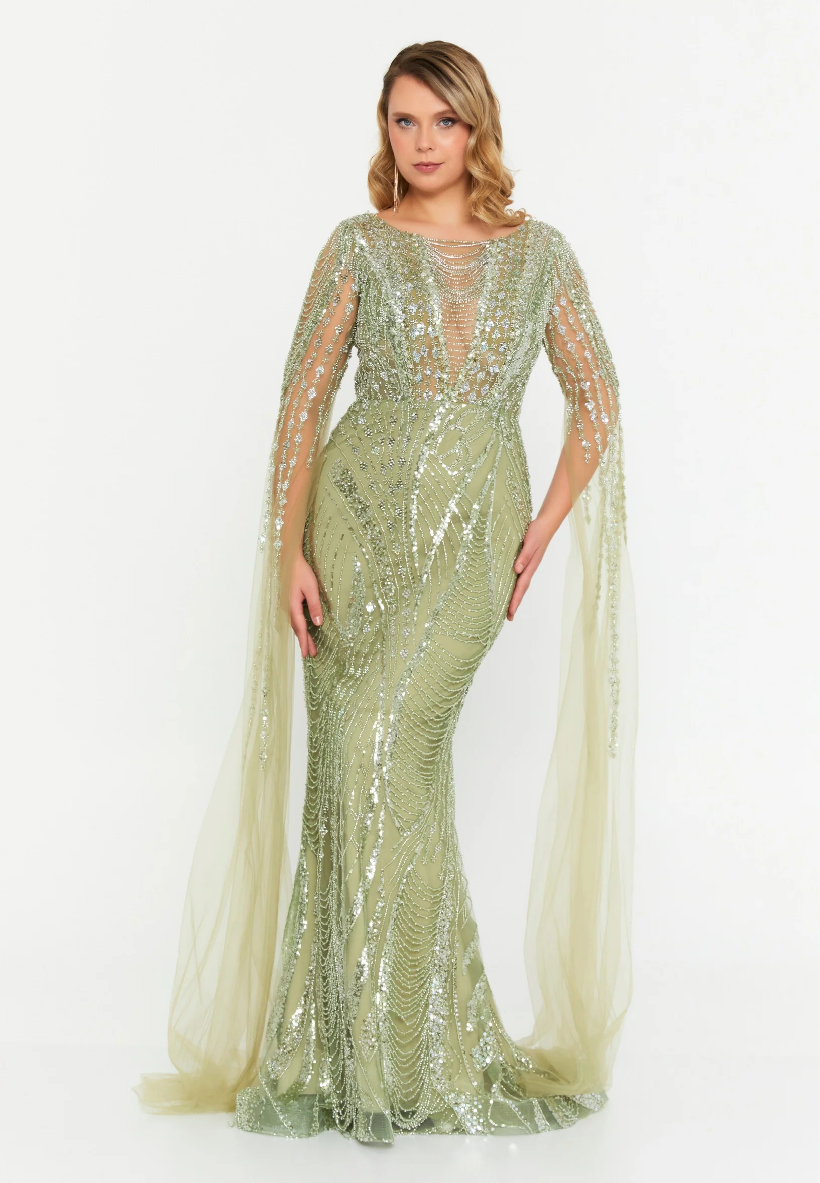 Off Shoulder Maxi Tulle Mermaid Regular Prom Dress mti1072 - Image 5
