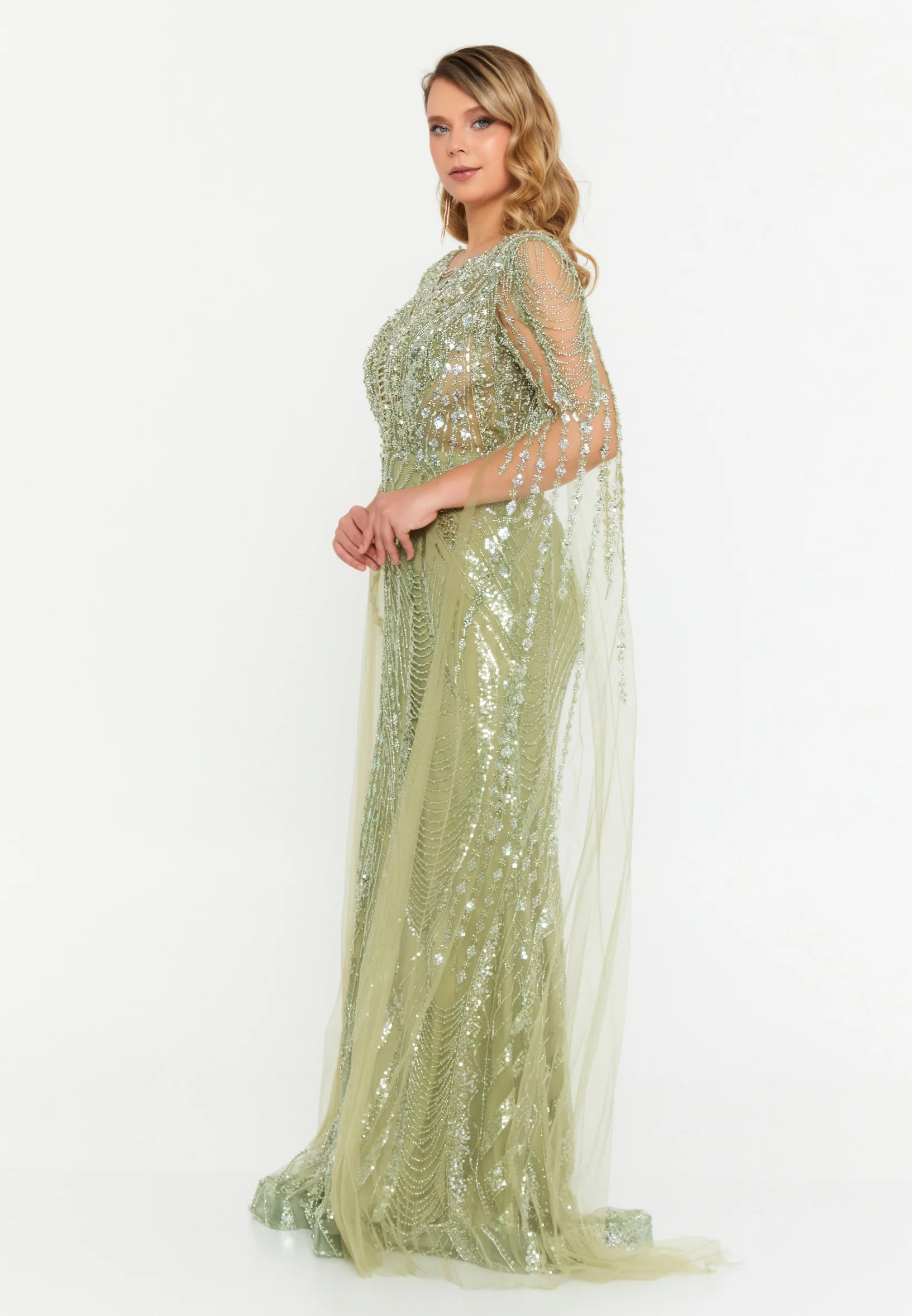 Off Shoulder Maxi Tulle Mermaid Regular Prom Dress mti1072 - Image 7