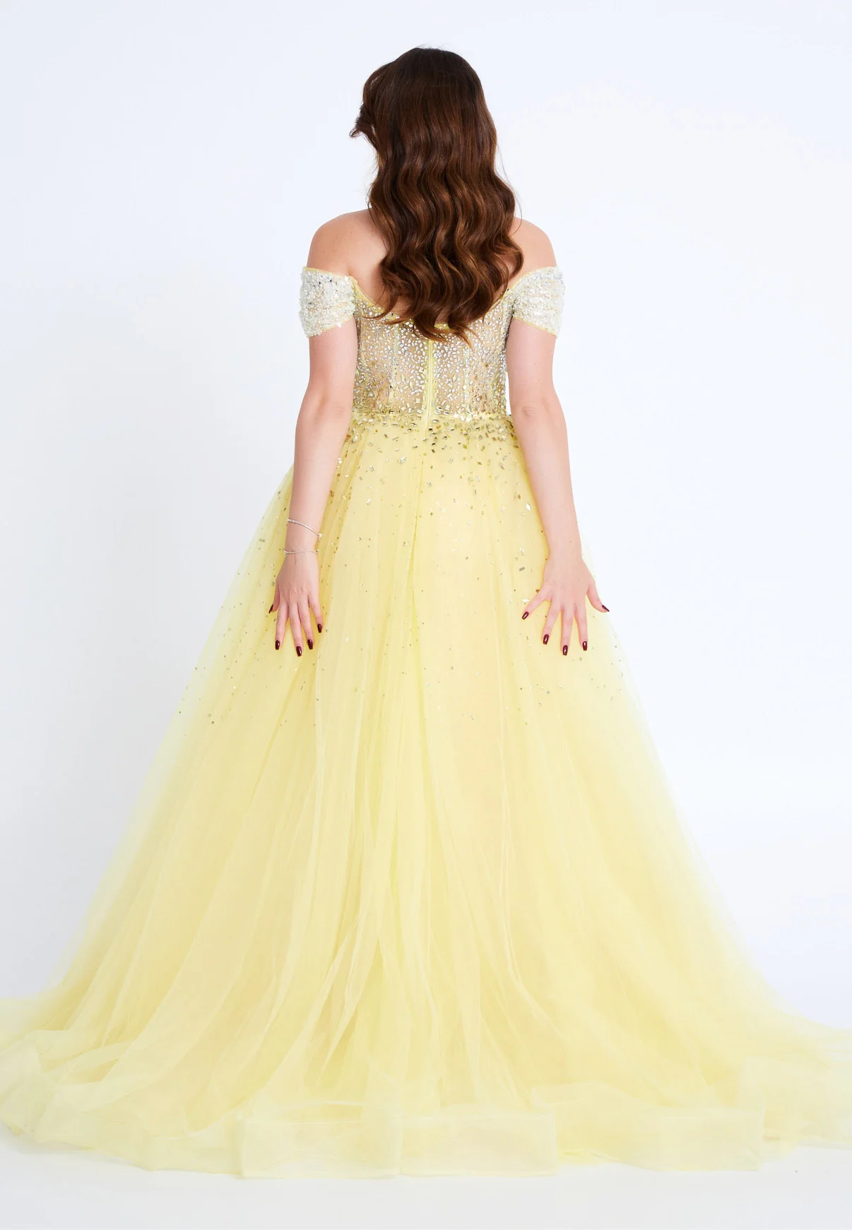 Off Shoulder Maxi Tulle Mermaid Regular Prom Dress mti80104 - Image 10