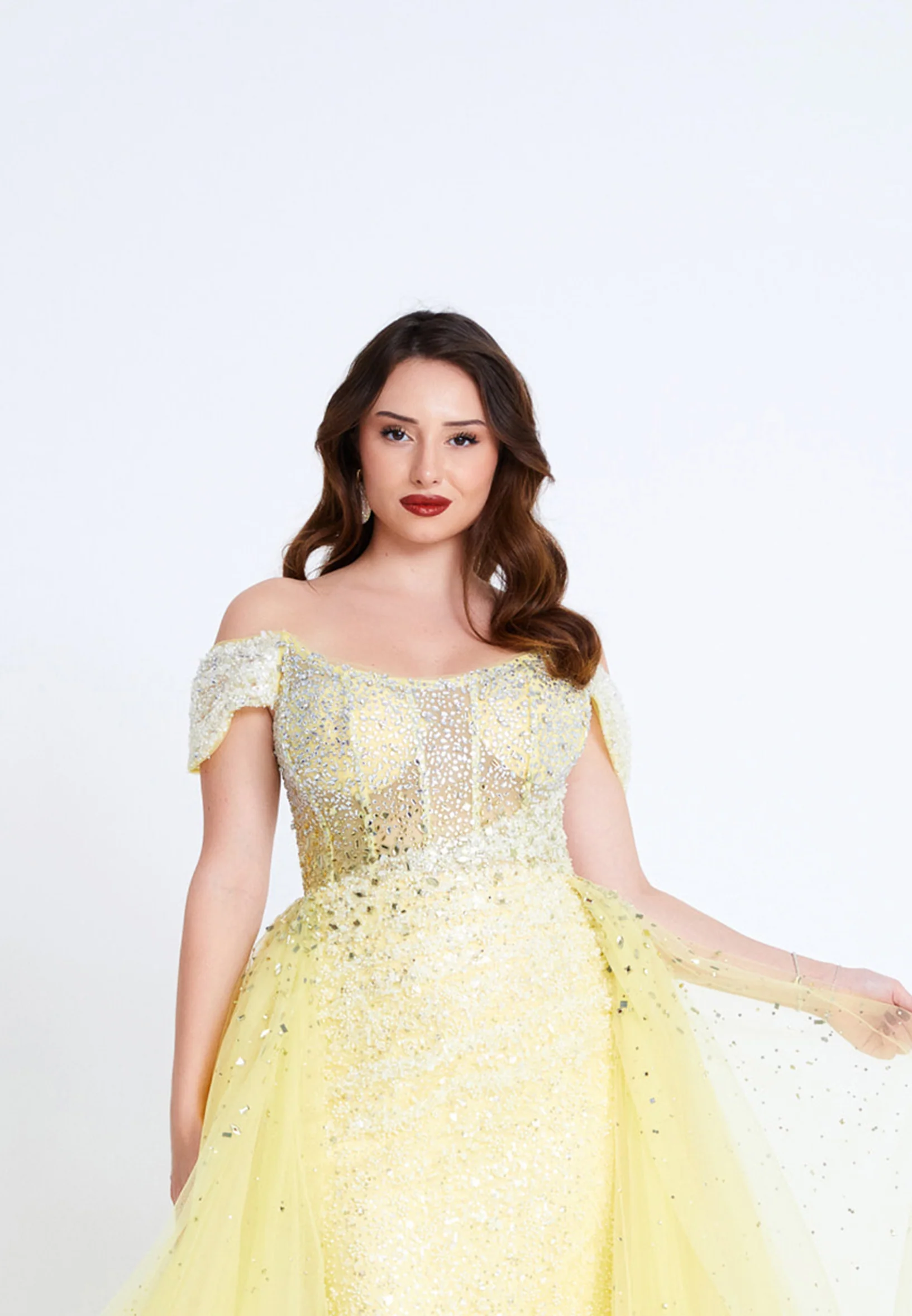 Off Shoulder Maxi Tulle Mermaid Regular Prom Dress mti80104 - Image 12