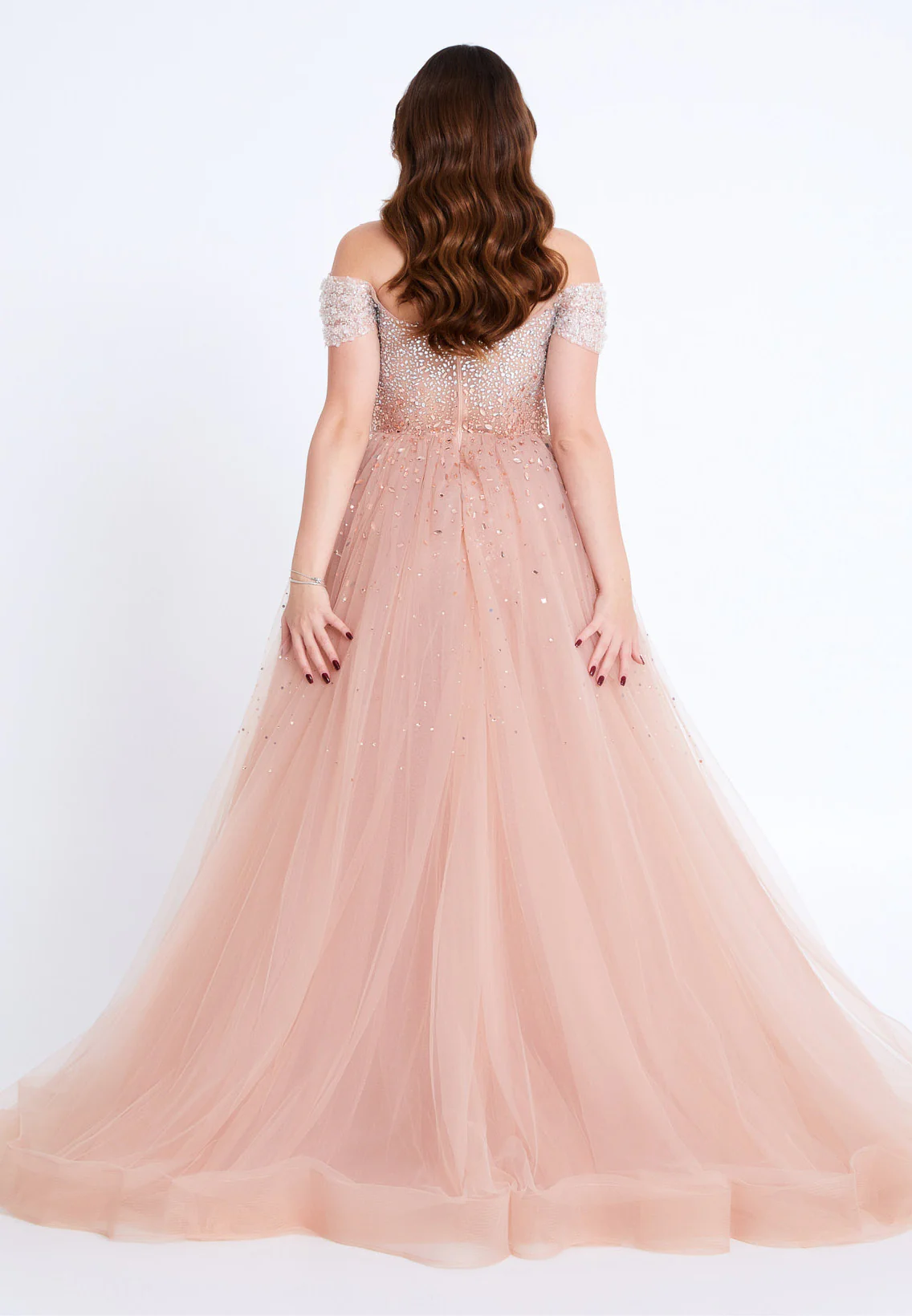 Off Shoulder Maxi Tulle Mermaid Regular Prom Dress mti80104 - Image 5