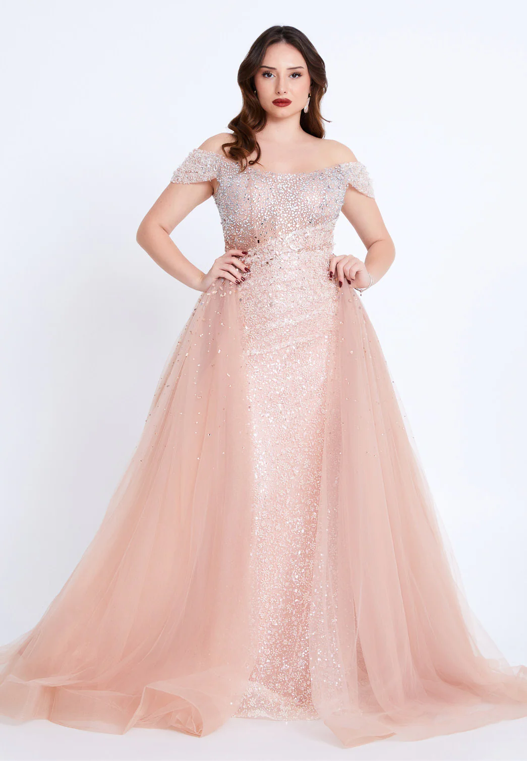 Off Shoulder Maxi Tulle Mermaid Regular Prom Dress mti80104 - Image 6
