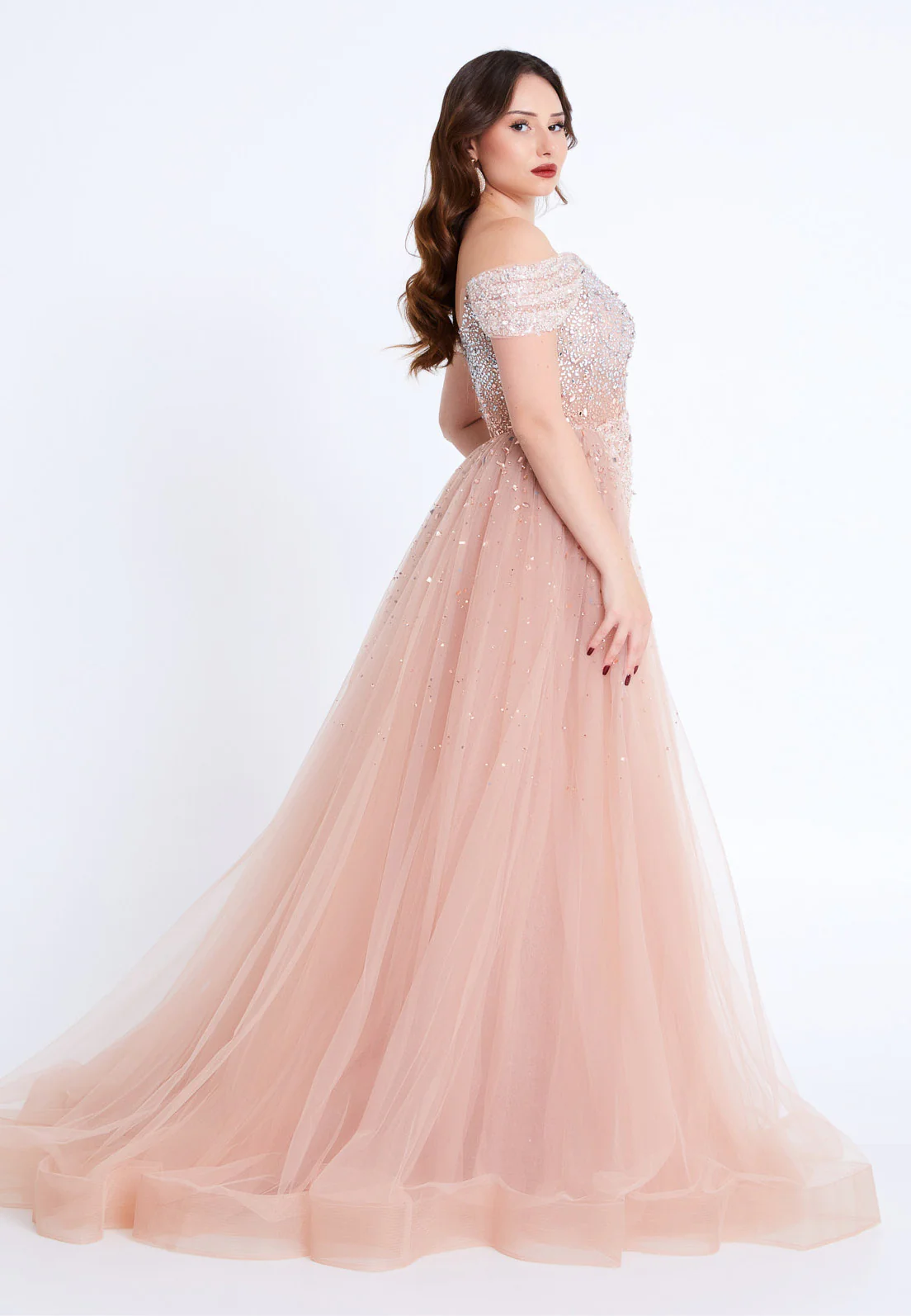 Off Shoulder Maxi Tulle Mermaid Regular Prom Dress mti80104 - Image 7