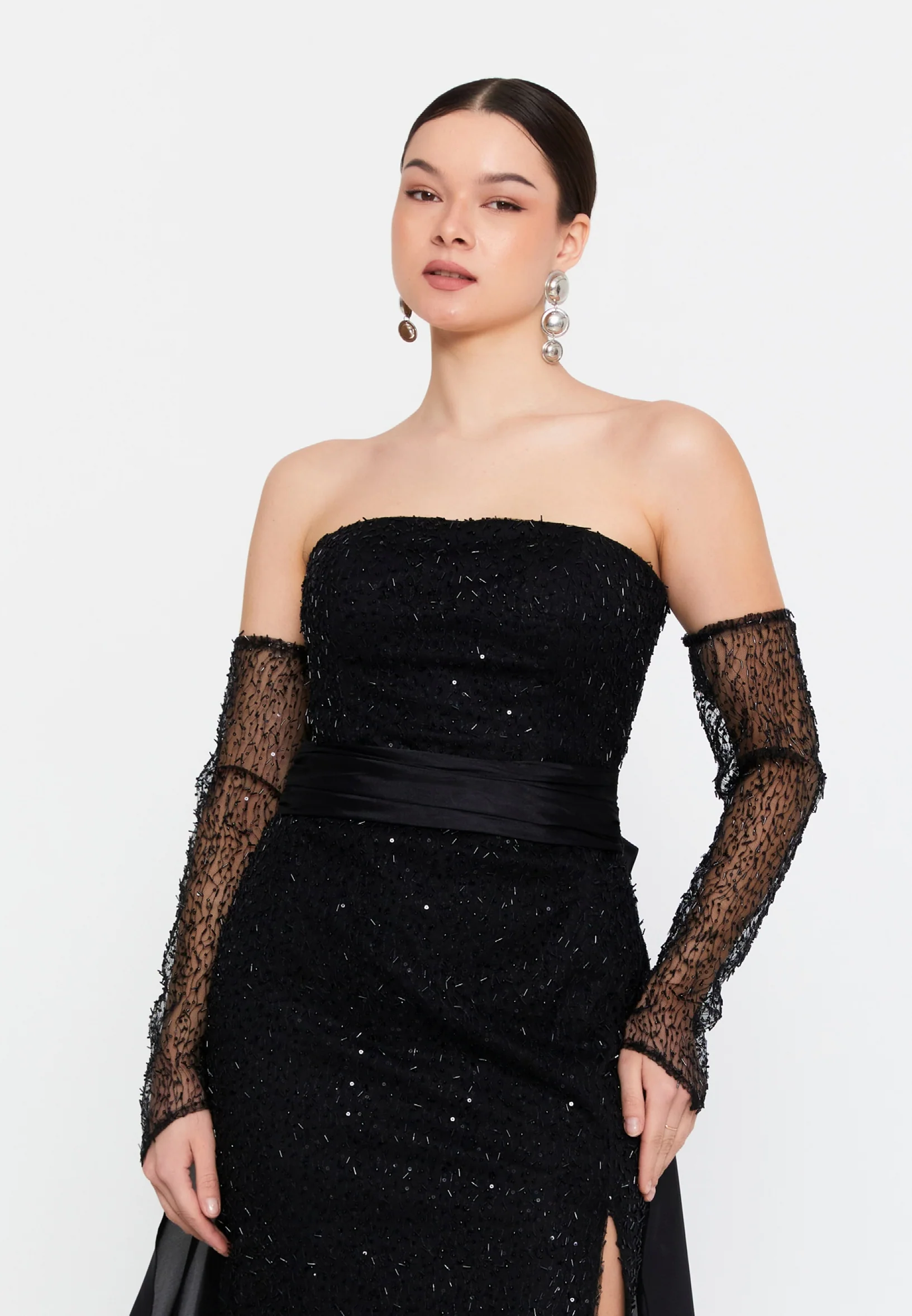 Off Shoulder Maxi Tulle Mermaid Regular Wedding Guest Dress aln1866 - Image 4