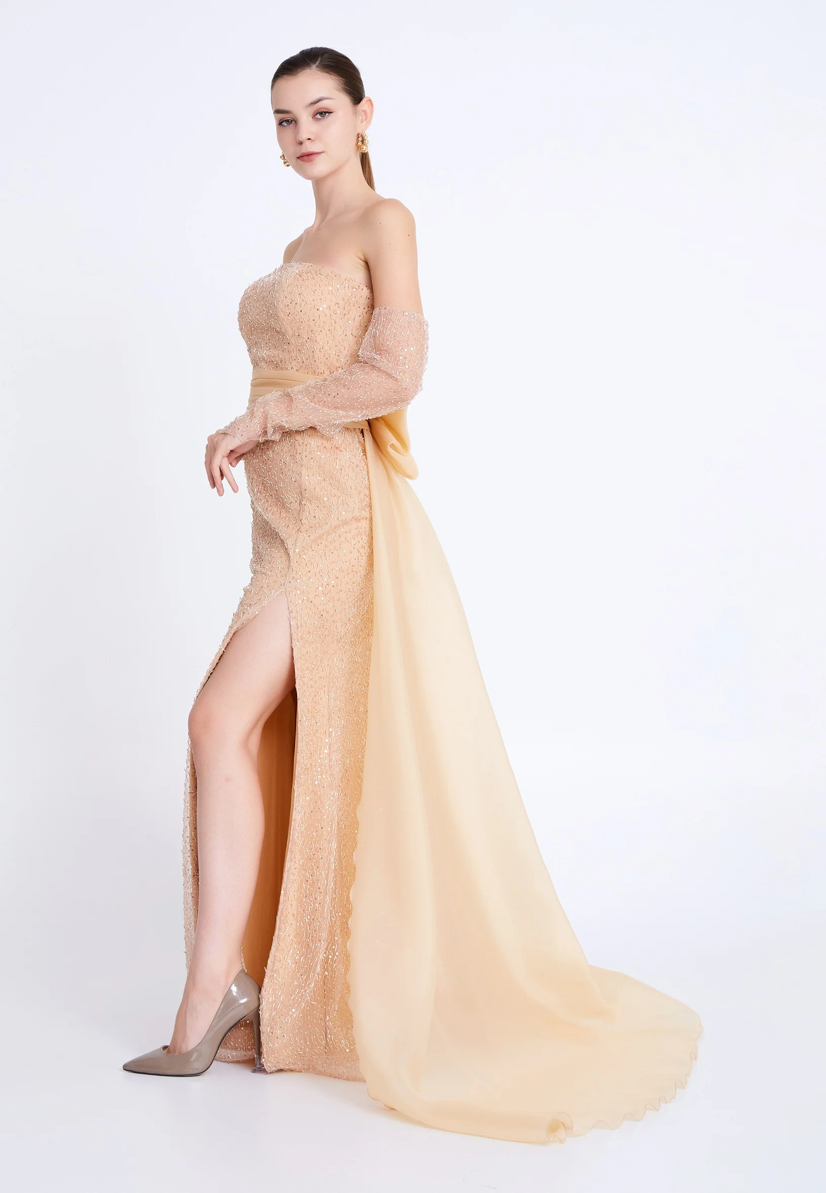 Off Shoulder Maxi Tulle Mermaid Regular Wedding Guest Dress aln1866 - Image 7